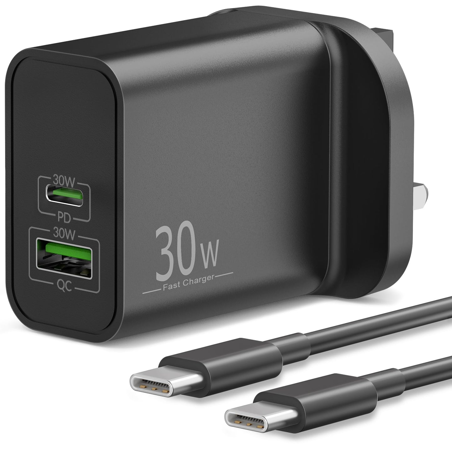 30W 2-Port Super Fast Charger for Samsung Galaxy S25 S24 S23 S22 S21 Ultra Edge 5G FE, A56 A55 A54 A53 A36 A33 A25 A16 A15, Tablet Tab A9 S9 S8,