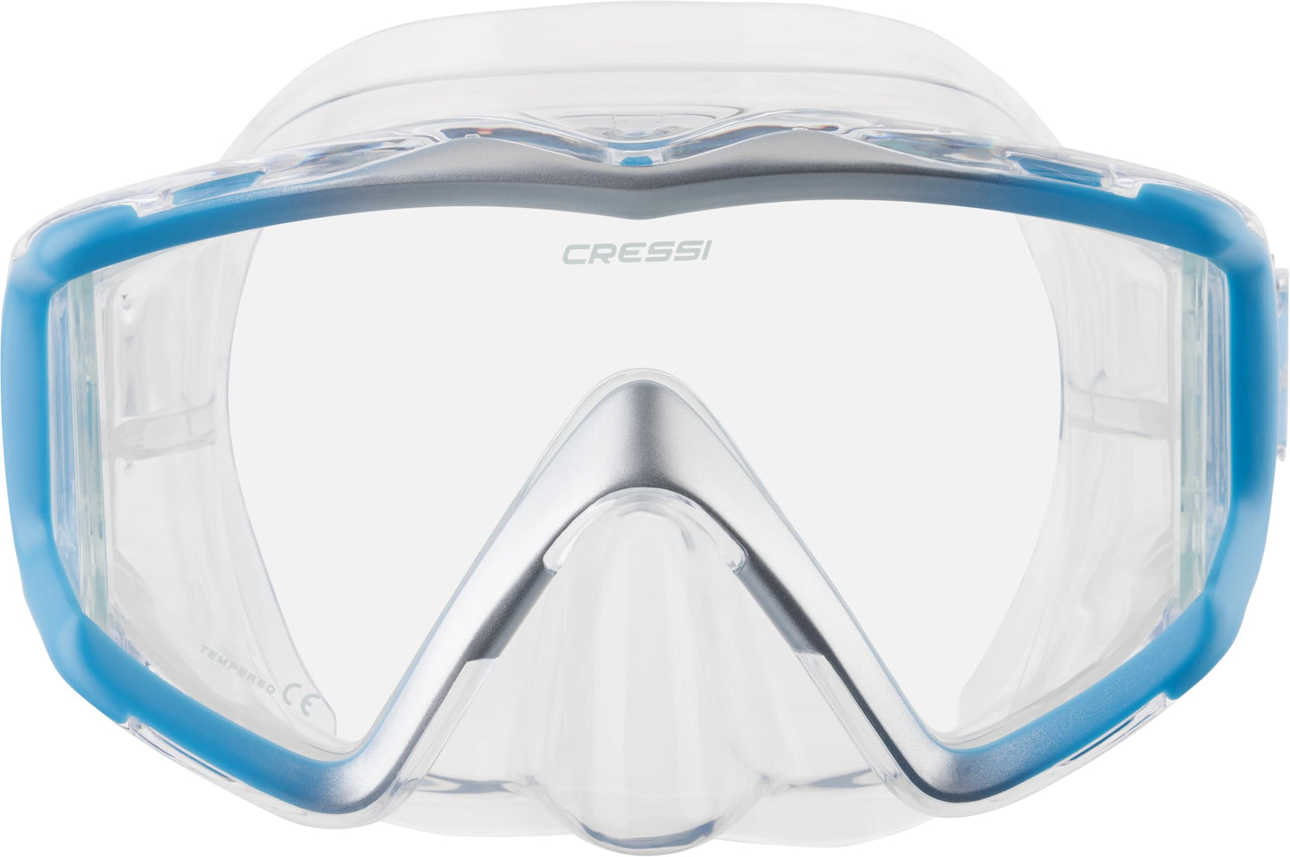 Cressi Liberty 3 Windows-Diving/Snorkeling Panorama Mask, Clear/Blue/Silver, Uni