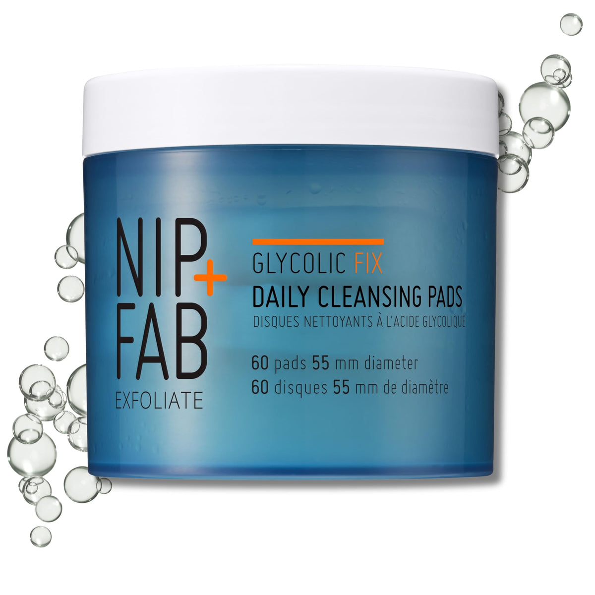 Nip + Fab Glycolic Acid Fix Daily Cleansing Pads for Face with Hyaluronic Acid, Witch Hazel, Exfoliating Resurfacing AHA 60 pads