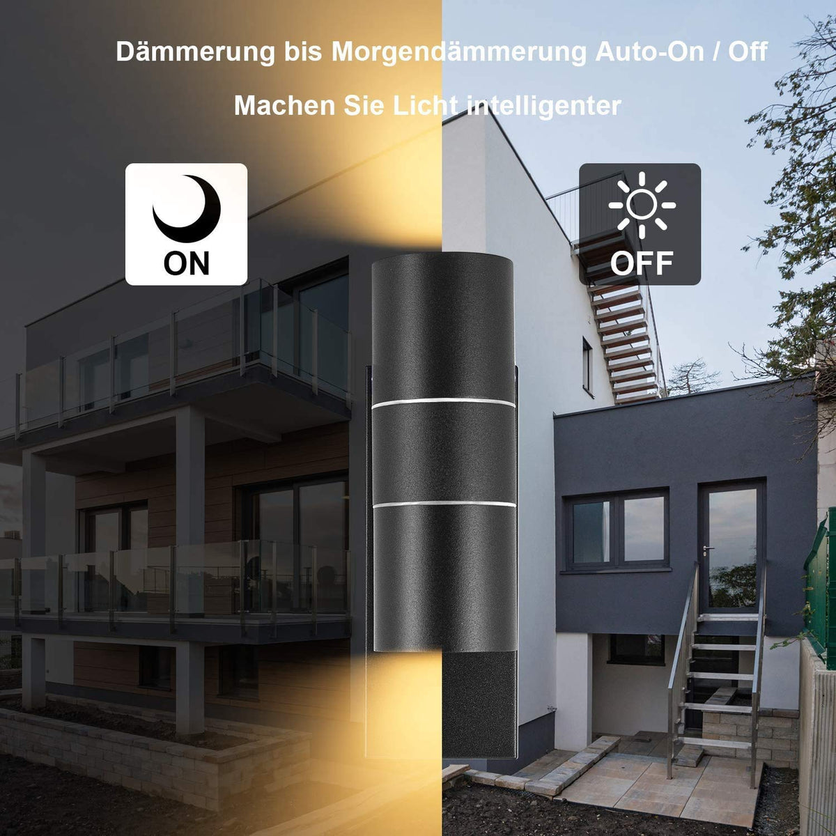 Wondlumi Outdoor Wall Lights Dusk to Dawn Sensor, Up Down Outside Lights Mains Powered 240V IP44 Waterproof, Incl. 2X 5W GU10 Bulbs Warm White