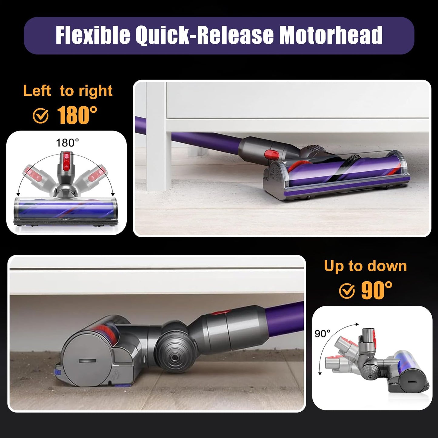 Chuancheng Floor Brush Replacement Turbine Brush Head for Dyson V7 V8 V10 V11 V15 Cordless Vacuum Cleaner Motorhead Turbine Floor Tool