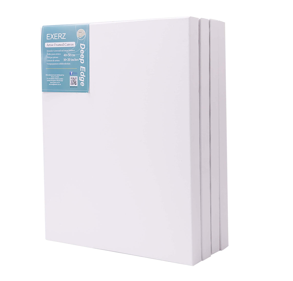 EXERZ 40x50cm Canvas Deep Edge 4pk Artist Framed 3.8cm Thick 380GSM Pre-Stretched 100% Cotton/Blank/Triple Primed/Acid Free/Medium Grain//Acrylic, Oil