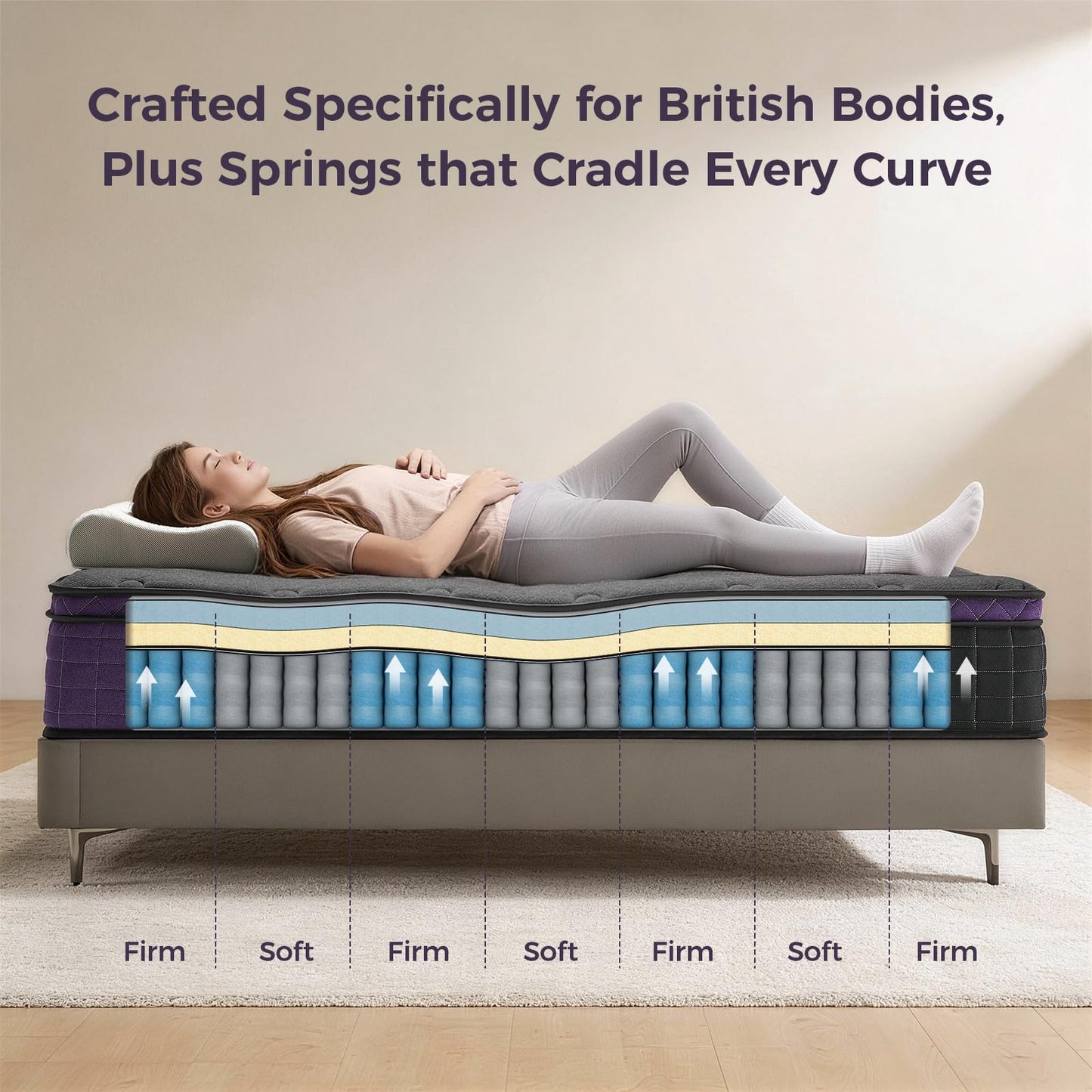 Inofia Single Mattress 3FT,30CM Memory foam Pocket Sprung