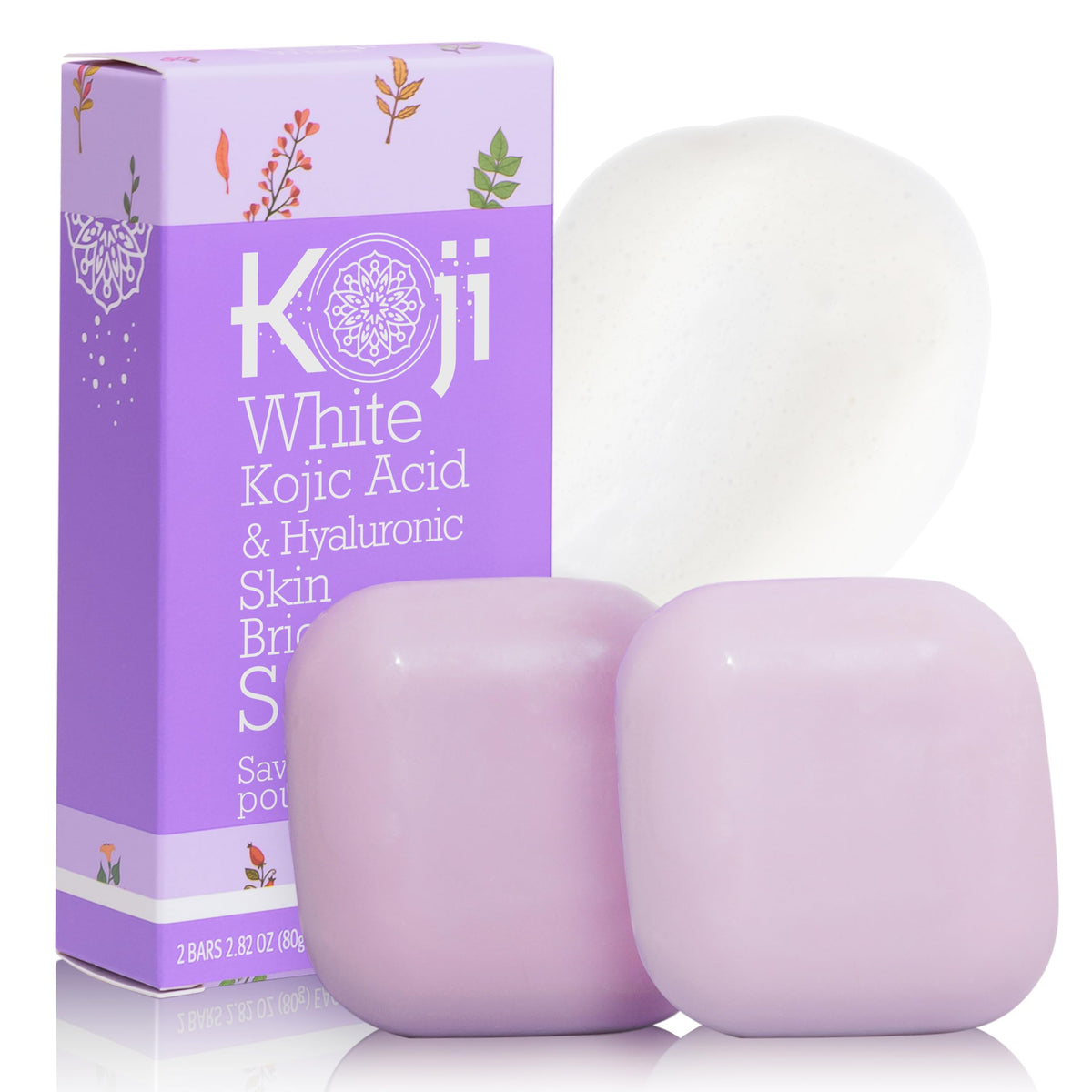 Koji White Kojic Acid & Hyaluronic Acid Skin Brightening Soap for Hydrating, Face Moisturizer, Skin Radiant, Cleansing Bar, Reduces the Appearance of