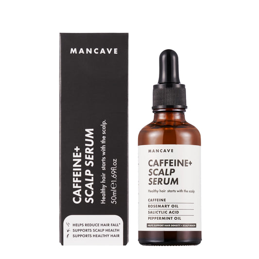 ManCave Caffeine+ Scalp Serum for Men, Stimulates and Conditions with Caffeine and Rosemary Oil, Exfoliates Dry, Flaky Scalp with Salicylic Acid,