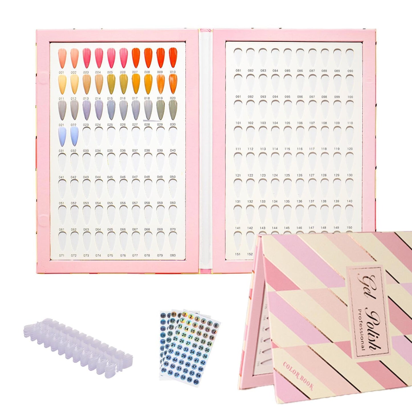 Acycoin2A Nail Colour Chart with 160 Colours and 240 Nail Tips, Colour Chart for UV Gel Nail Polish (B)