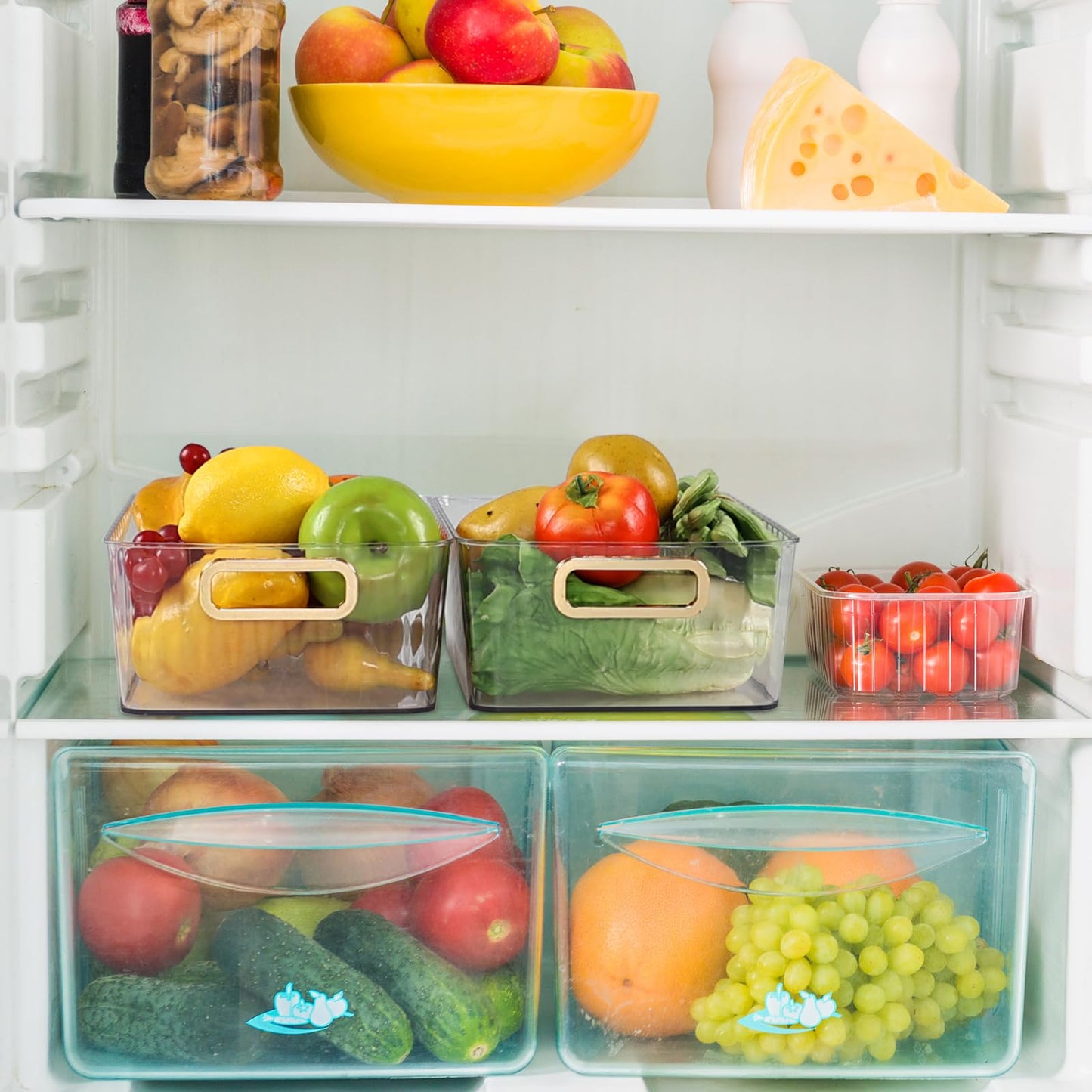 Wakikini 6 Packs Clear Pantry Organiser Basket Bins, Plastic Storage Bins