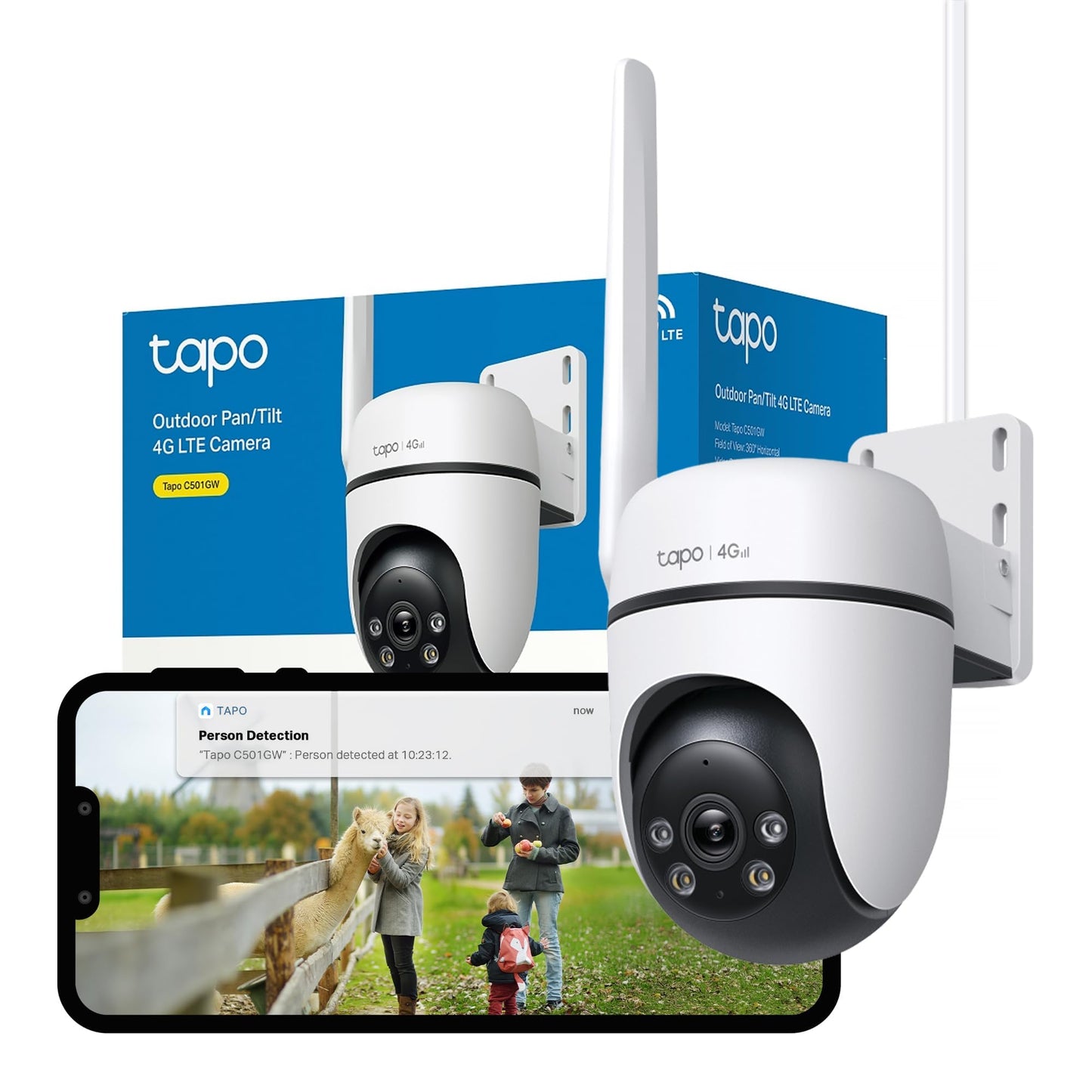 Tapo C501GW Pan/Tilt 4G LTE Outdoor Security Camera, No WiFi Needed, 1080P Full HD, 360? Motion Tracking, No Monthly Fee, AI Detection, Starlight
