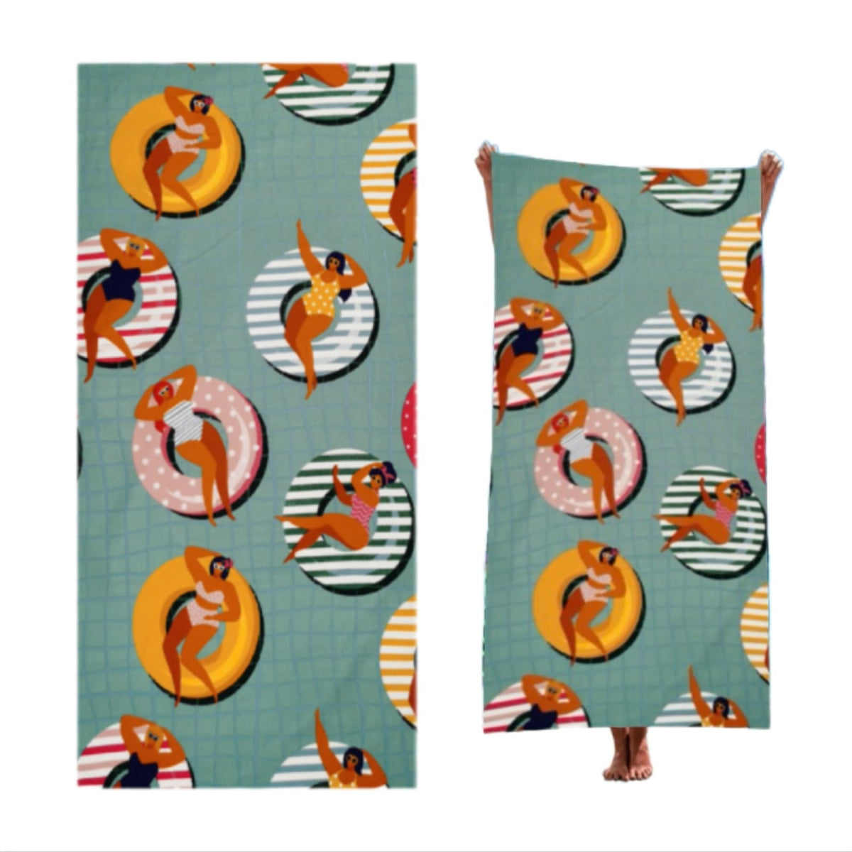 Irunfast Beach Towels, Microfibre Beach Towel, Soft and Delicate Quick Dry Beach Towel Suitable for the Beach,Swimming, Spa and Home(Blue Circle)