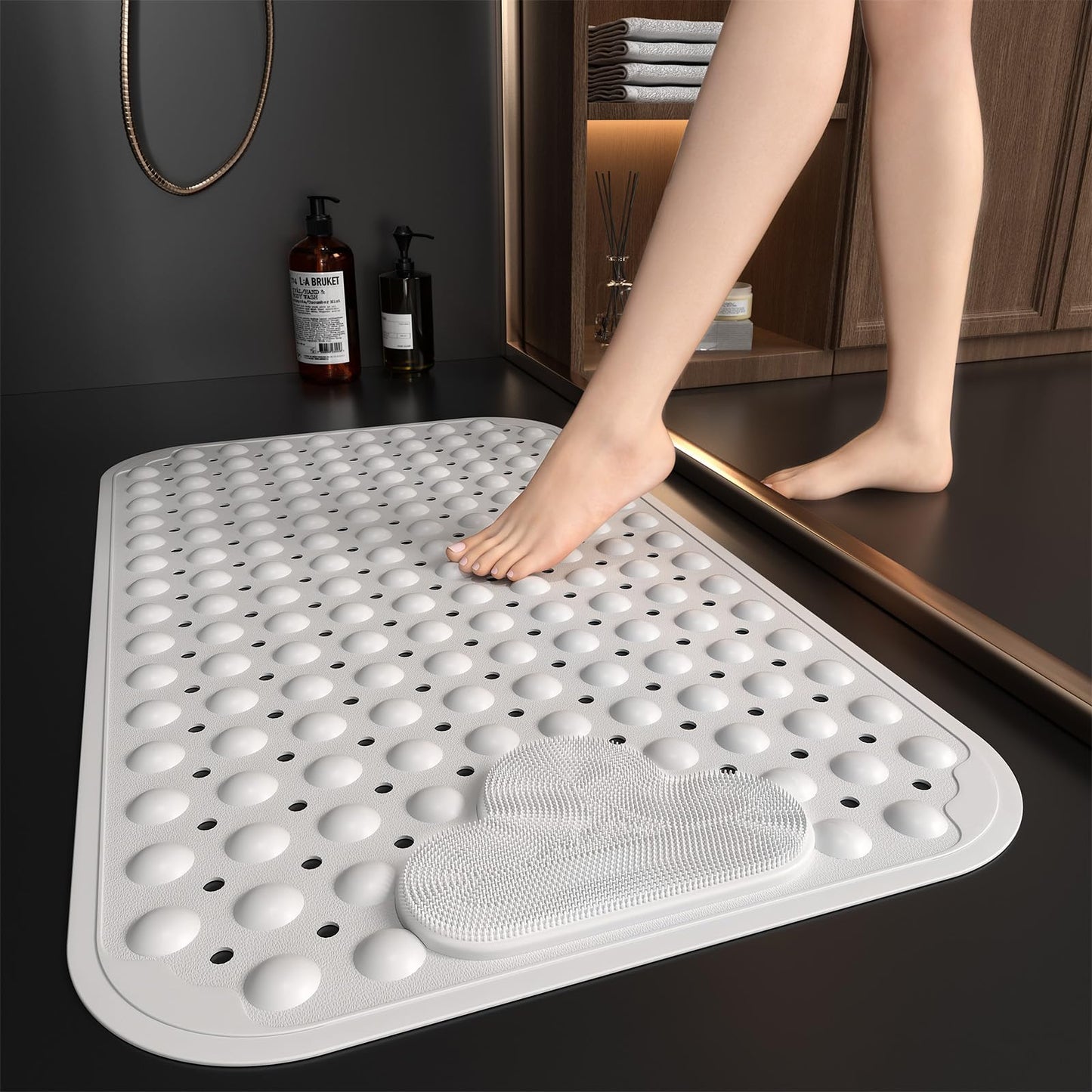 XIYUNTE Shower Mat Non Slip Anti Mould for Elderly, 70 x 40cm Non Slip Shower Mat for Inside Shower with Foot Massage, Bath Mat Non Slip Anti Mould