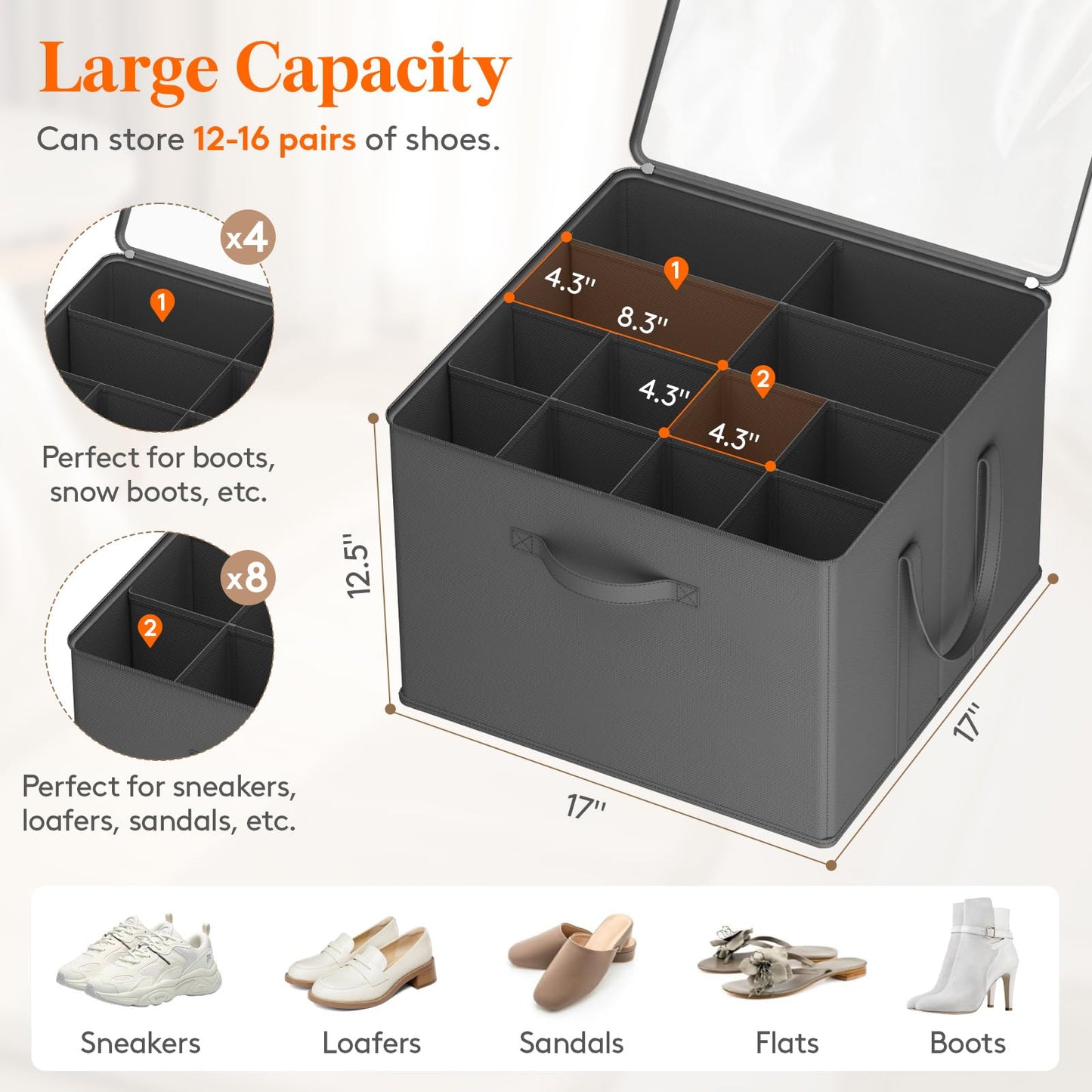 Lifewit Shoe Storage Organiser for Closet, Holder Box, 1 Pack, Black