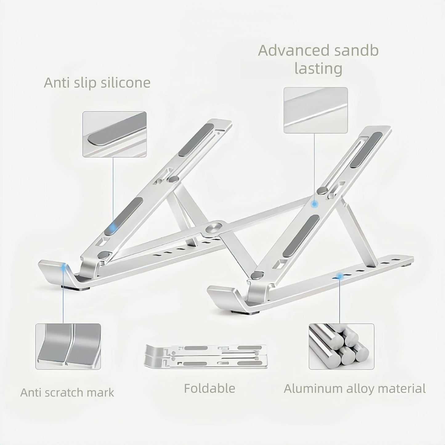 JUNEYE Laptop Stand Lap Desk, Ergonomic Foldable Computer Stand with Adjustable Height, Ventilated Aluminium Alloy Riser Compatible with MacBook Air