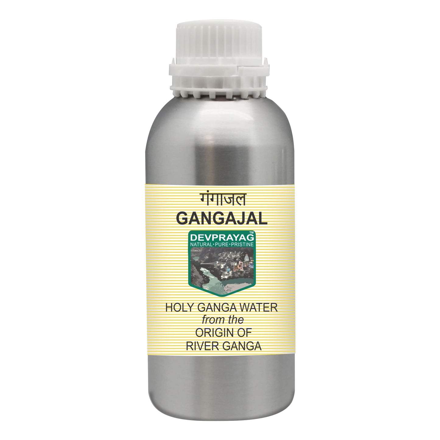 Devprayag Gangajal Holy Ganga Water from The Origin or Beginning of River Ganga at Devprayag in Aluminium Bottle 630ml (21 oz)