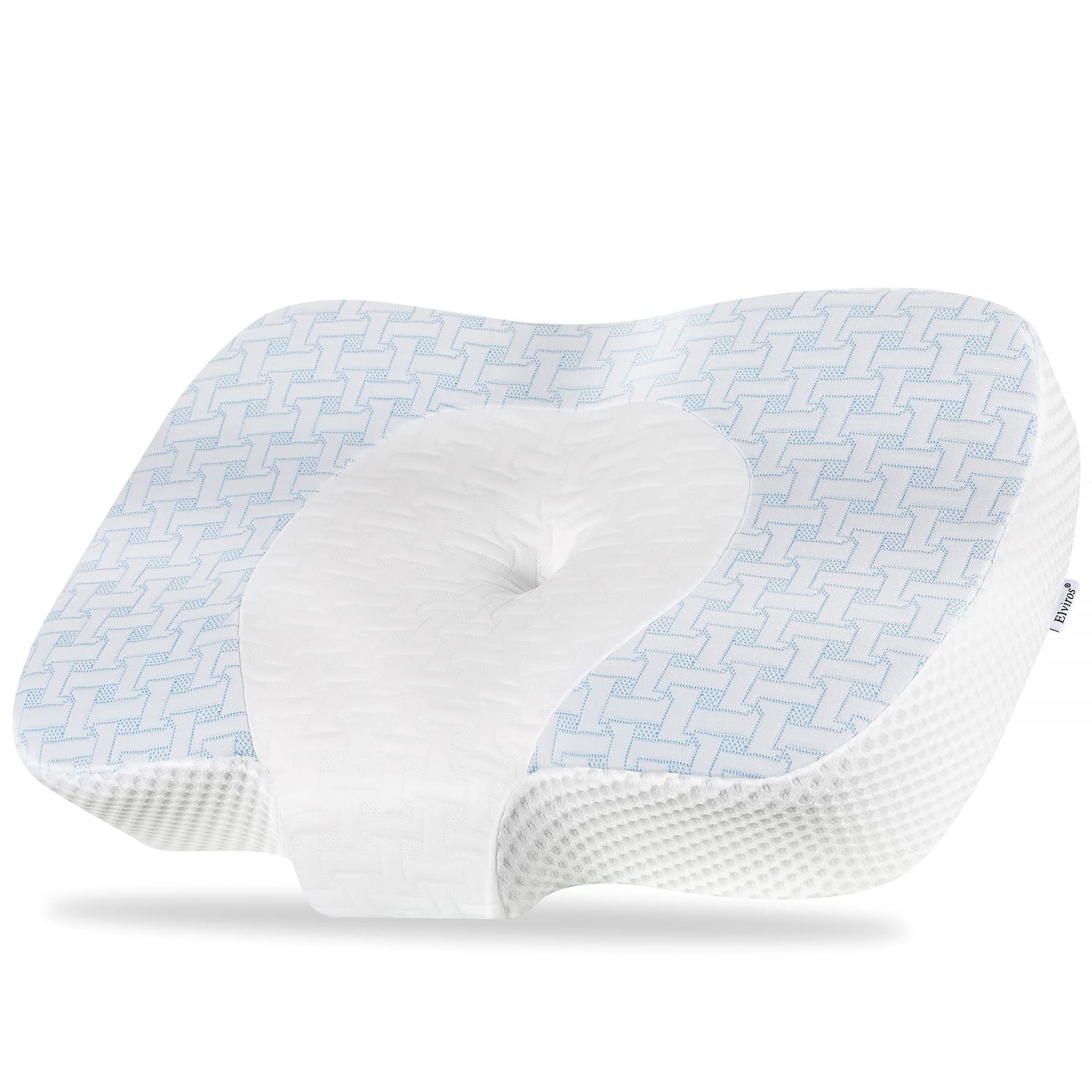 Elviros Cervical Memory Foam Neck Pillow for Side Sleeping, Orthopedic Pillows for Back and Stomach Sleepers, Adjustable Ergonomic Bed Pillow Pain