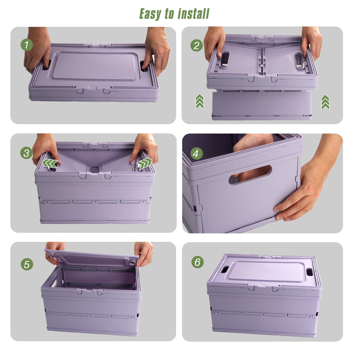 Vivikivi Collapsible Storage Crate,Plastic Storage Box, White-2 Pack