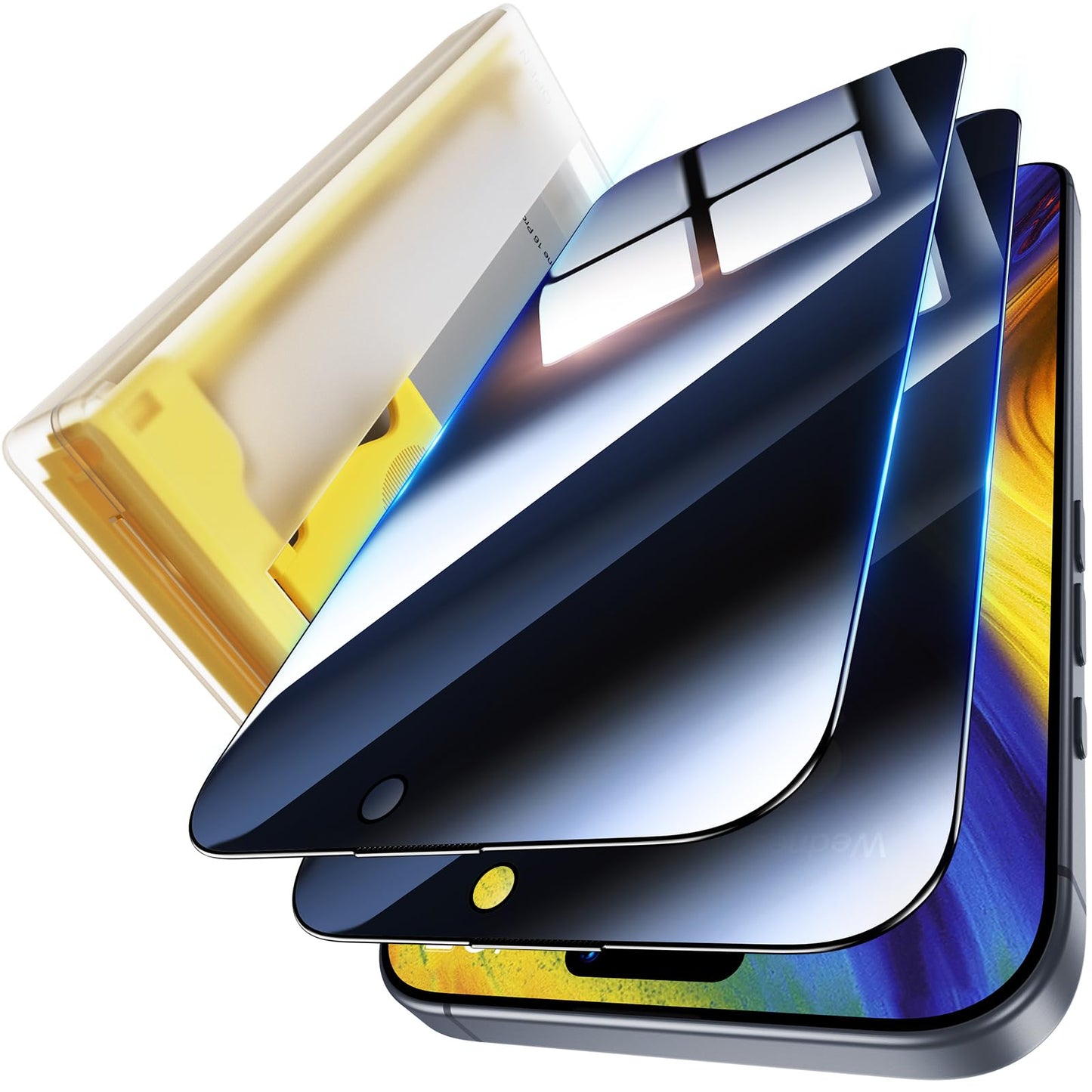 UniqueMe for iphone 16 pro max privacy screen protector - 2 Pack [ Anti Spy Screen Protector] [Automatic Dust Removal] 6.9 inch 9H Full Coverage