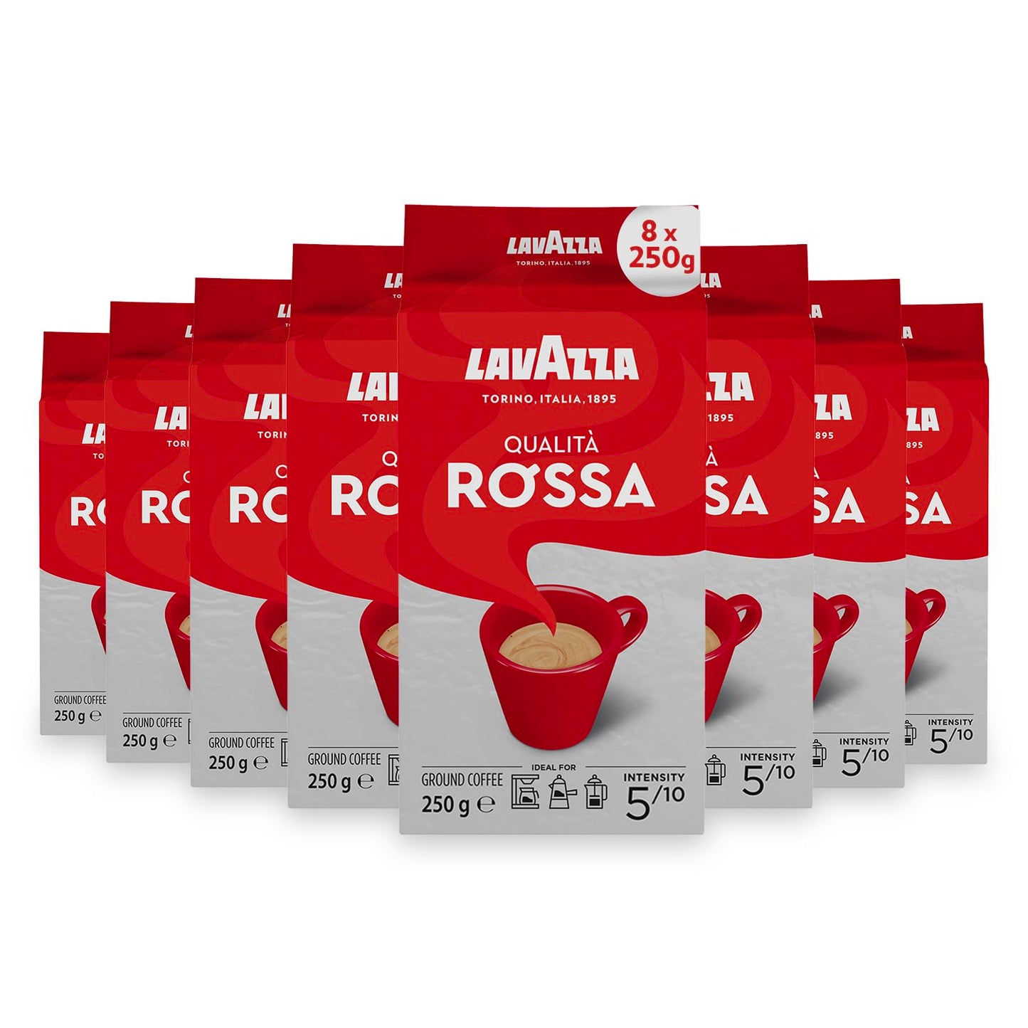 Lavazza Qualit? Rossa Ground Coffee, Medium Roast, 250 g Each, 8-Pack