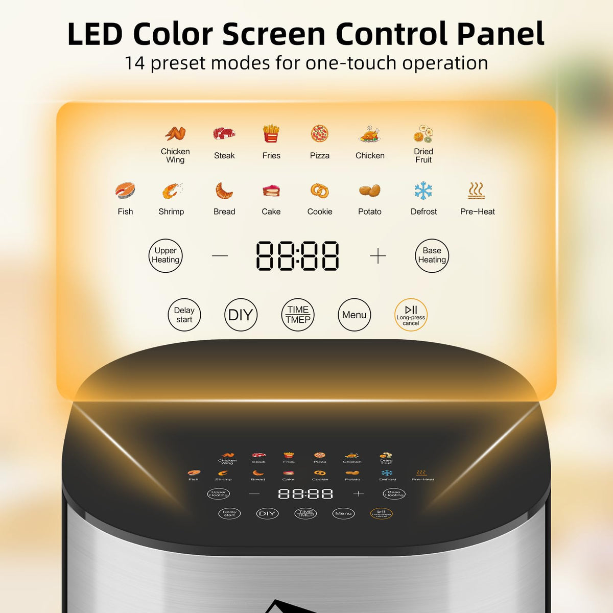 Uten Dual Blaze Air Fryer 5.5L Visual Window, Color Screen, 14 Pre Menus, Delayed Start, Stainless Oil Net, 2 Fast Heaters Independently Controllable,