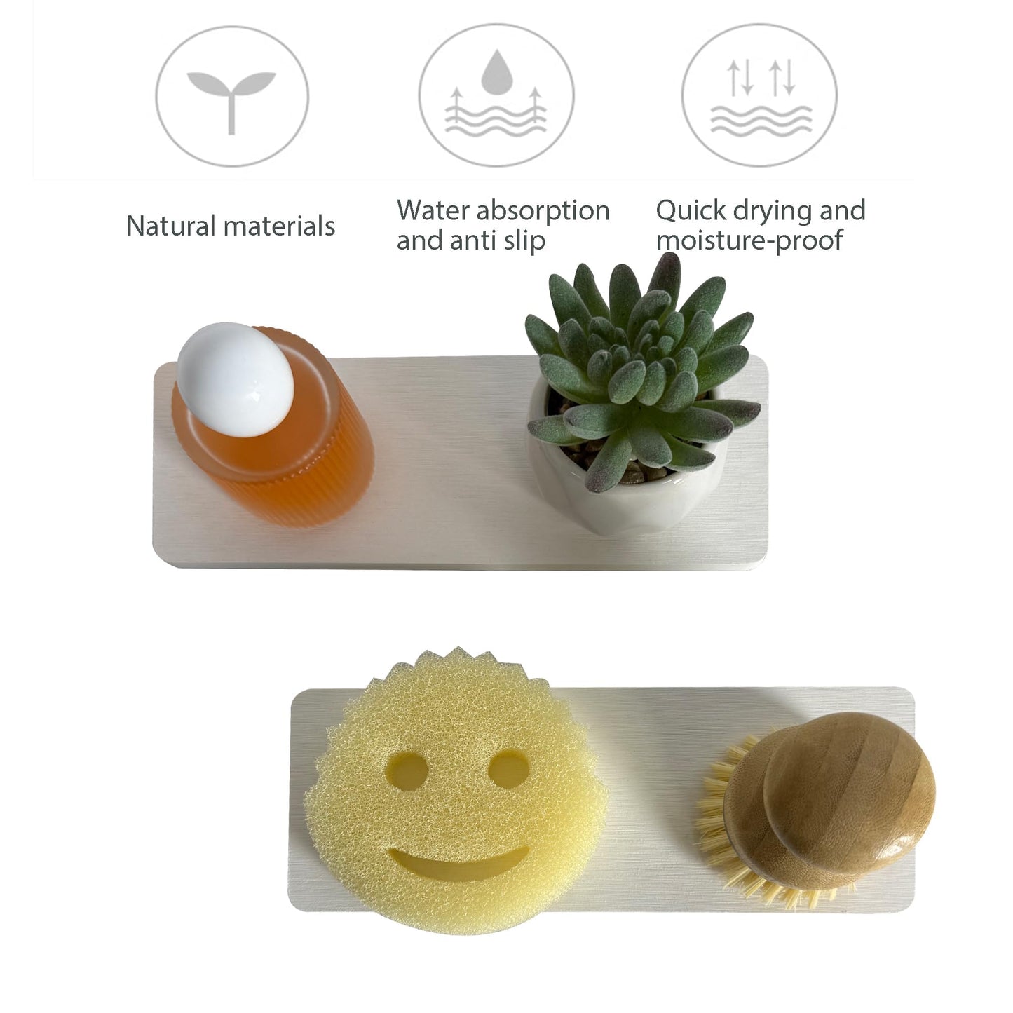 NiuYichee 2 PCS Diatomaceous Earth Kitchen Soap Tray, Water Absorbent Diatomite Coasters