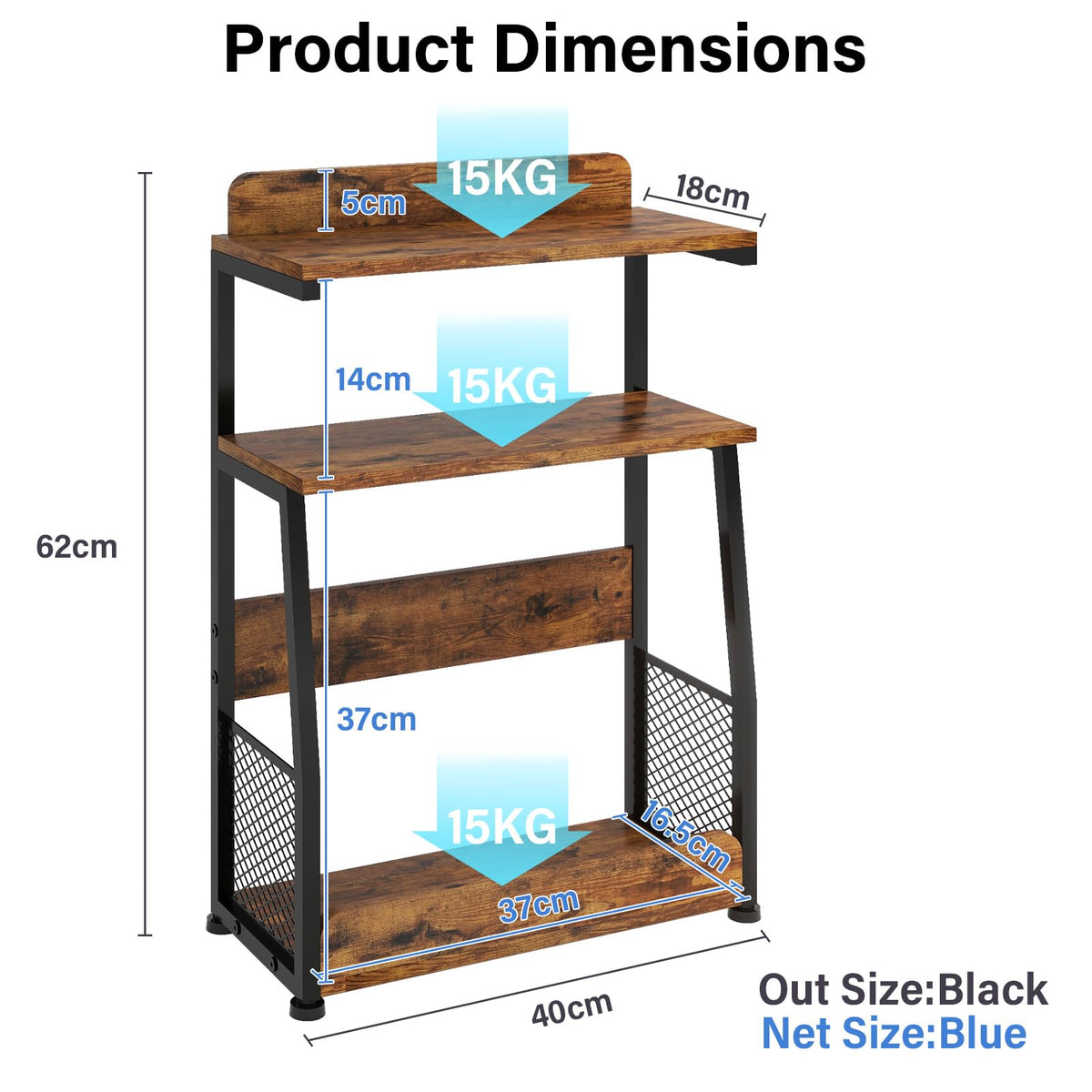 PUNCIA 3 Tier Slim End Table with Magazine Rack Retro
