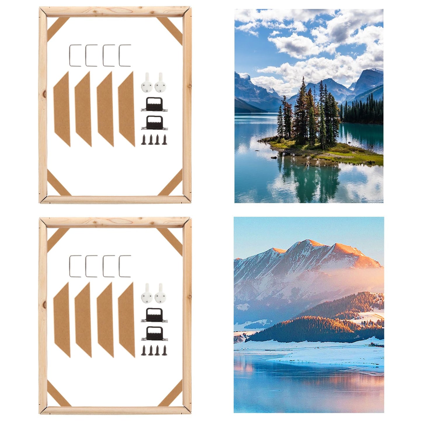 LOPYXBR 4 Set Canvas Stretcher Bars, 12 x 16 inch Frame for Canvas Painting 30 x 40 cm, Natural Wooden Frame for Canvases, Canvases Frames Kit for