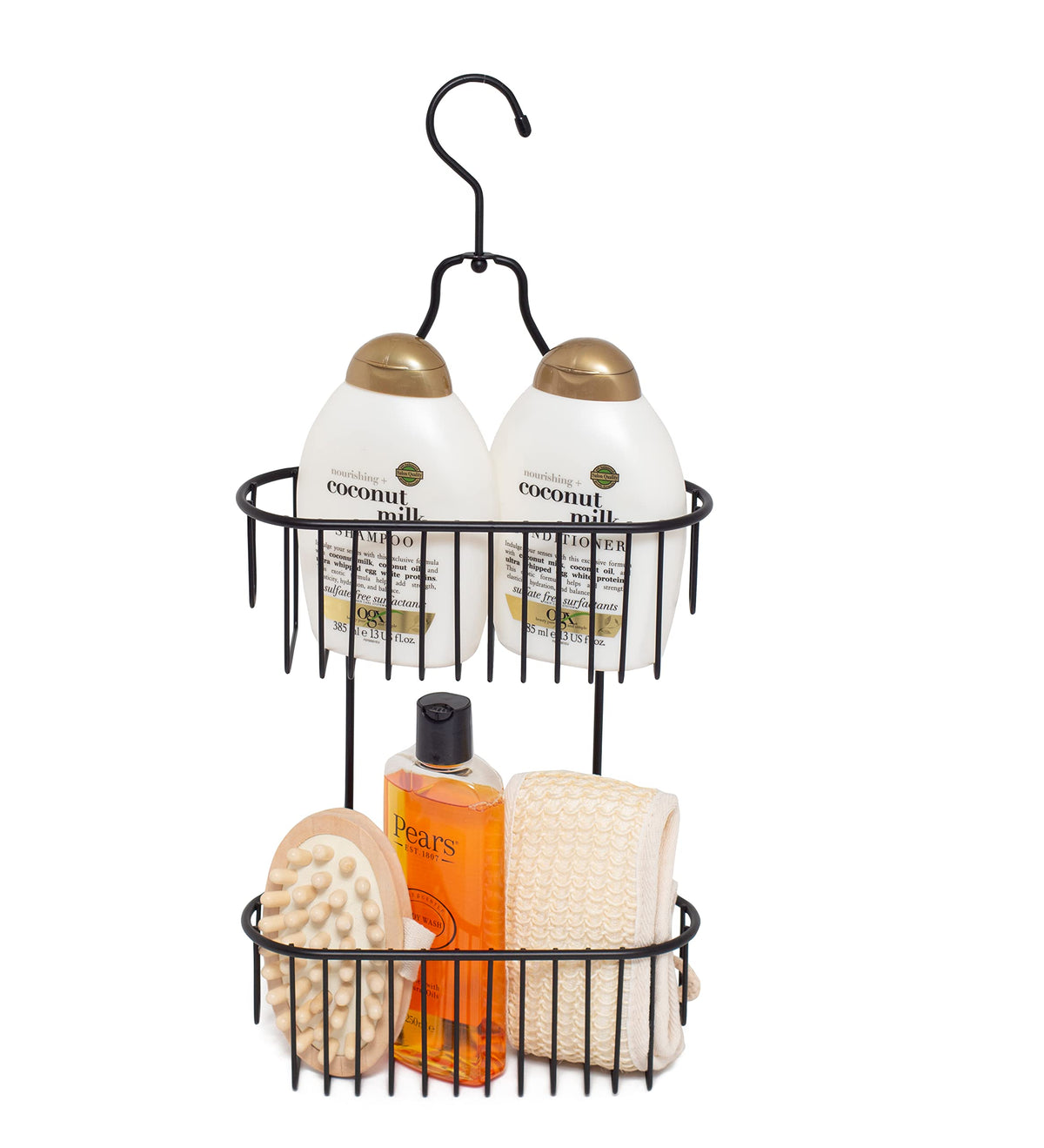 simplywire ? 2 Tier Hanging Shower Caddy ? Rust Resistant ? Black