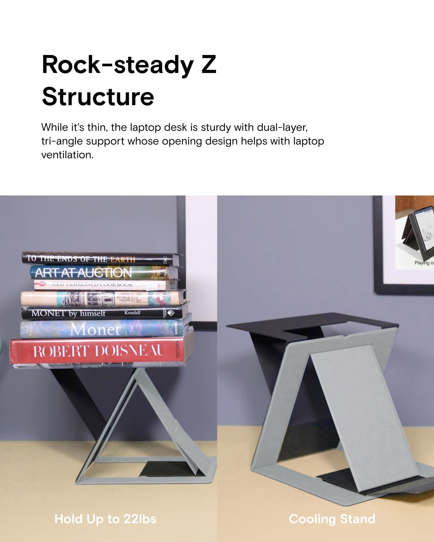 MOFT Z Laptop Stand for Desk, Slim Adjustable Laptop Riser Foldable Laptop Holder, 4 Sitting Modes, Compatible with Most Laptops Up to 17"