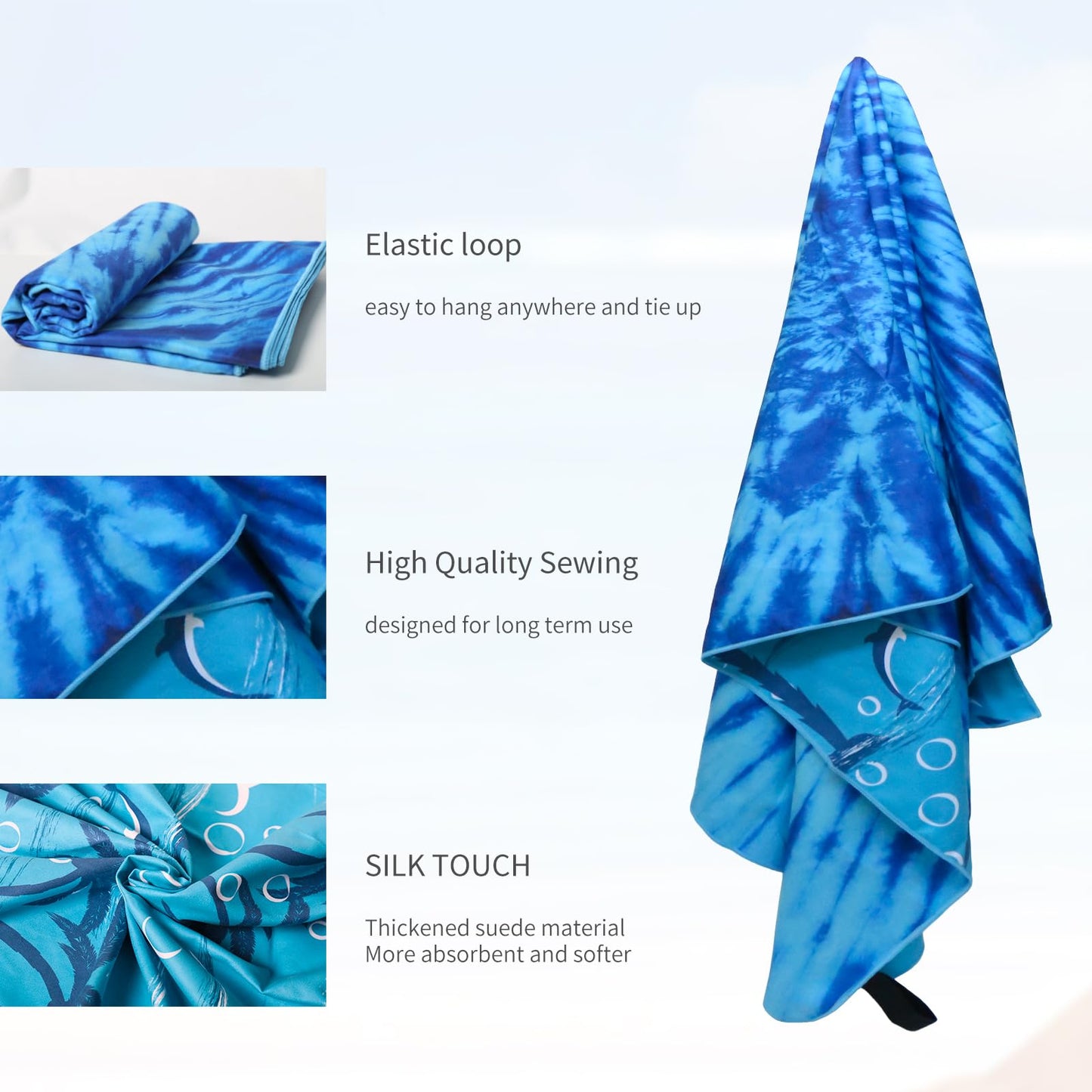 Vorvowry Microfibre Beach Towels for Adults Women Men Extra Large Lightweight Quick Dry Sand Free Travel Towel Double Sided Printing for Swim Sports