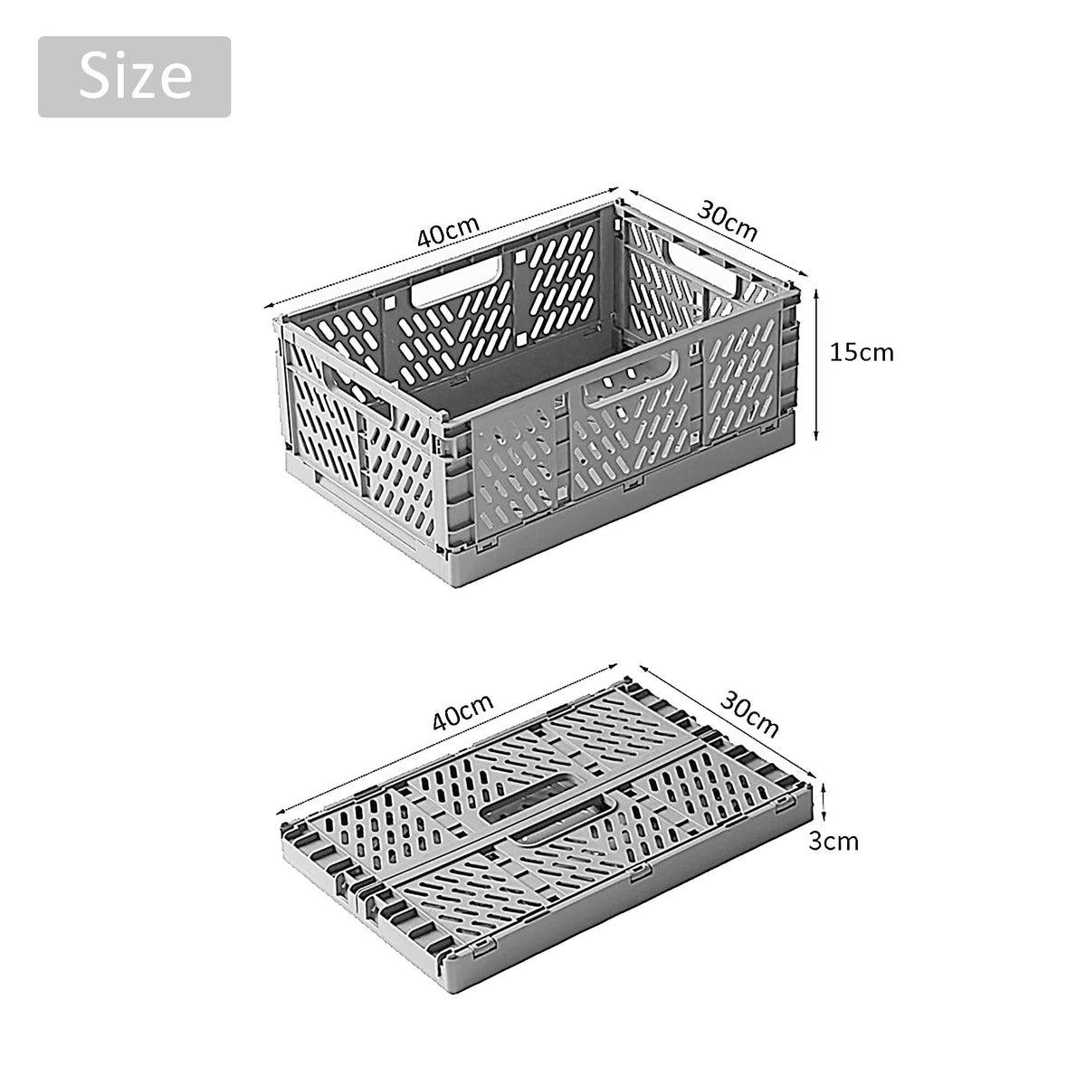 Spesh 4 Pcs Collapsible Crates Storage Boxes Stackable Storage Baskets Plastic Folding Crate Boxes with Handles for Kitchen,Living