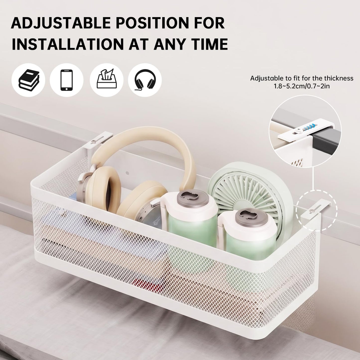 Bunk Bed Shelf, Bedside Hanging Storage Baskets for Bedroom,Hall,Cot Rails