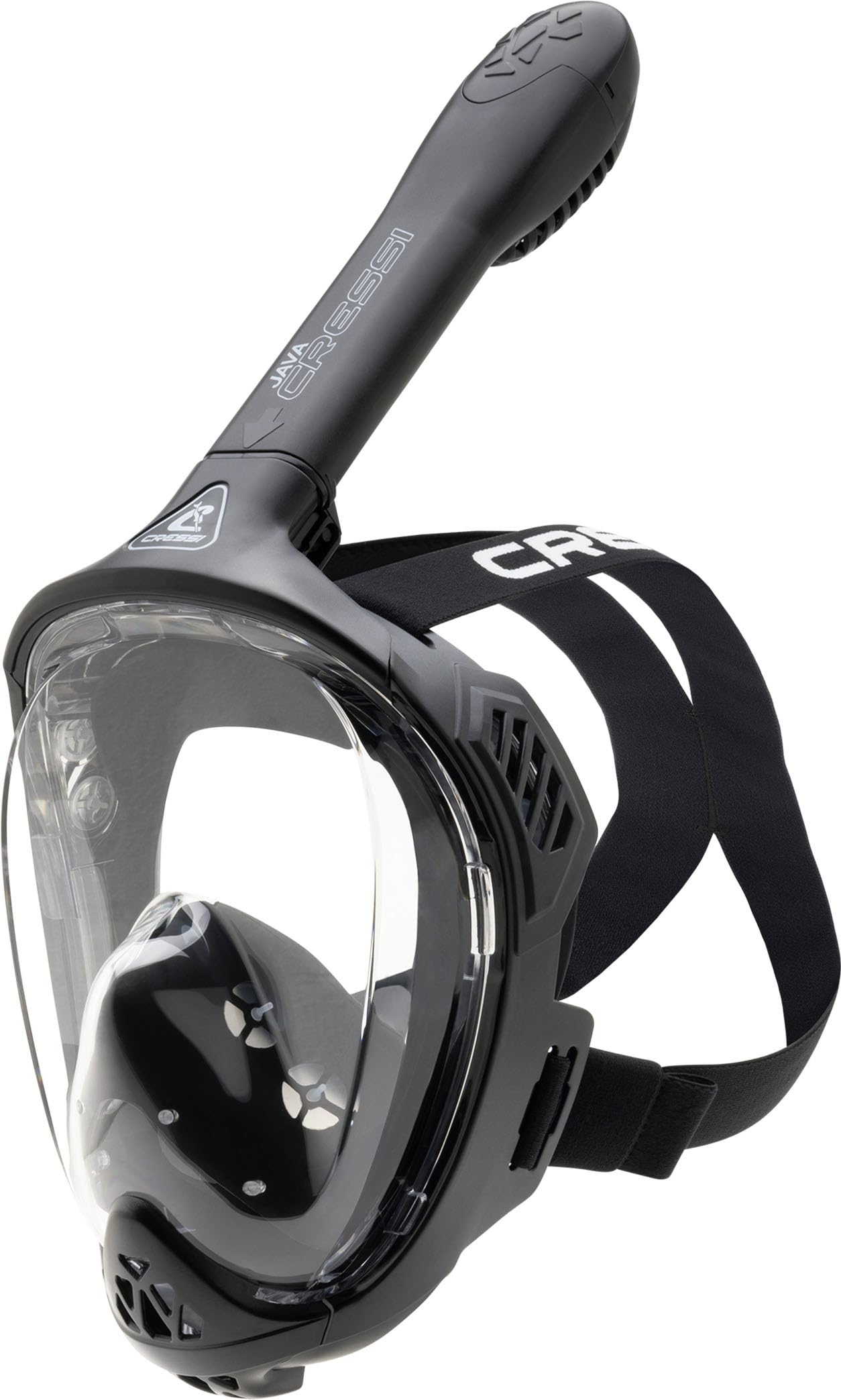 CRESSI Java Full Face Mask Black/Black L/Xl-Unisex Full Face Snorkel Mask, Ultra Clear Anti Fog Lens, 100% Silicone, Snorkel Dry with Safety Valves,