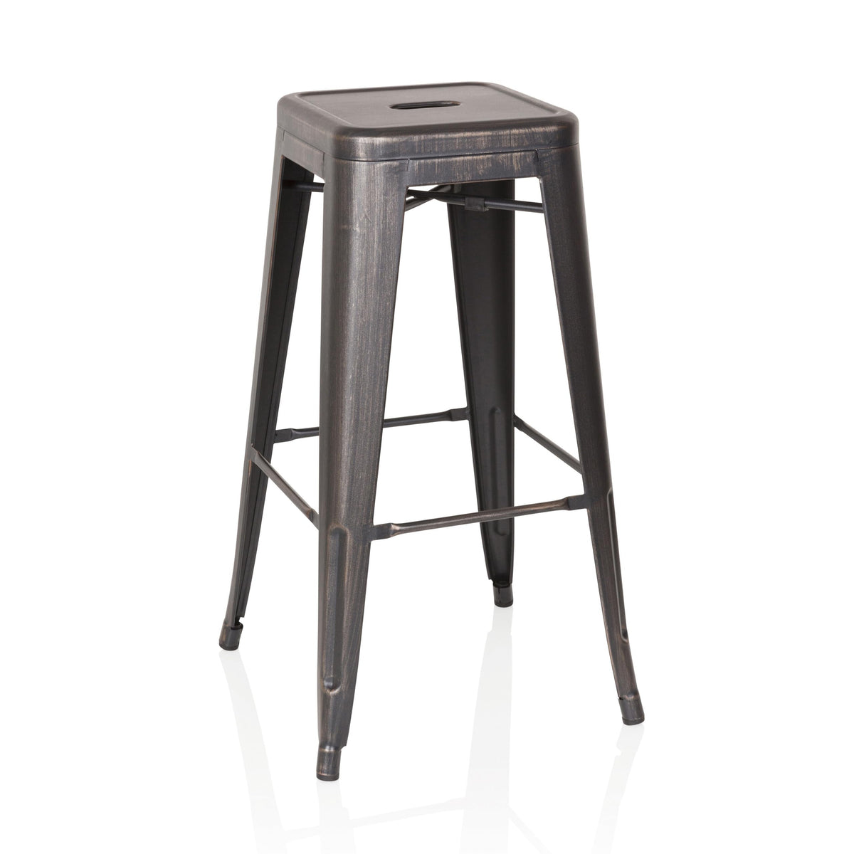 hjh OFFICE Vantaggio High 645035 Bar Stool Metal Black/Gold Retro Industrial Design Stackable