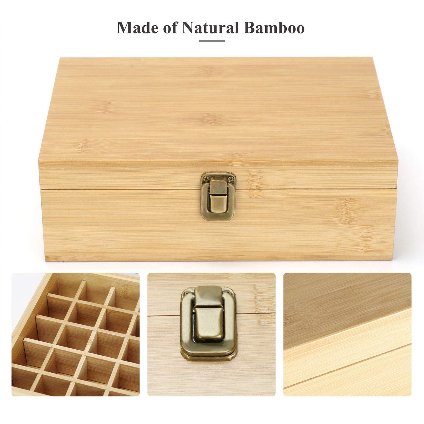 RoseFlower Bamboo Essential Oil Storage Box Home Fragrance Carrier Case, Holds 35 Bottles for 5, 10, 15ml