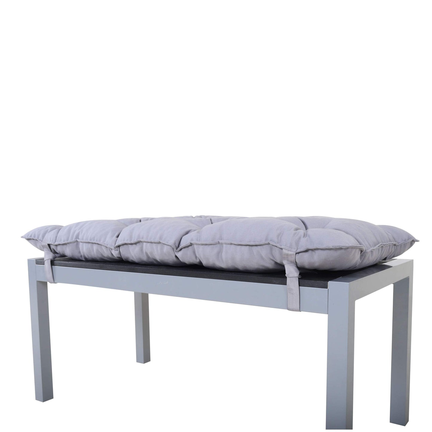Chicreat Aluminium Bench with Polywood Surface and Cushion, Silver and Black, 100 x 50 x 45cm