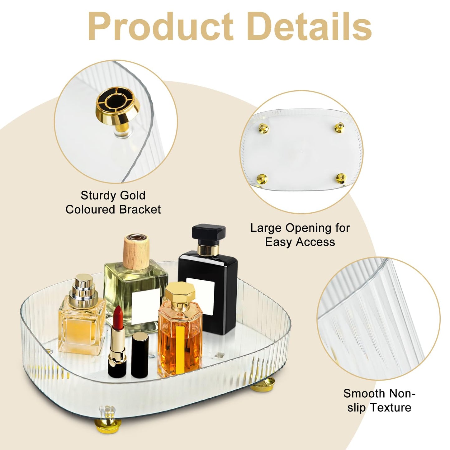 Mulaibdin Perfume Tray for Dresser, Perfume Organiser Tray Plastic, Bathroom Trays for Toiletries, Decorative Trays for Vanity,Bedroom
