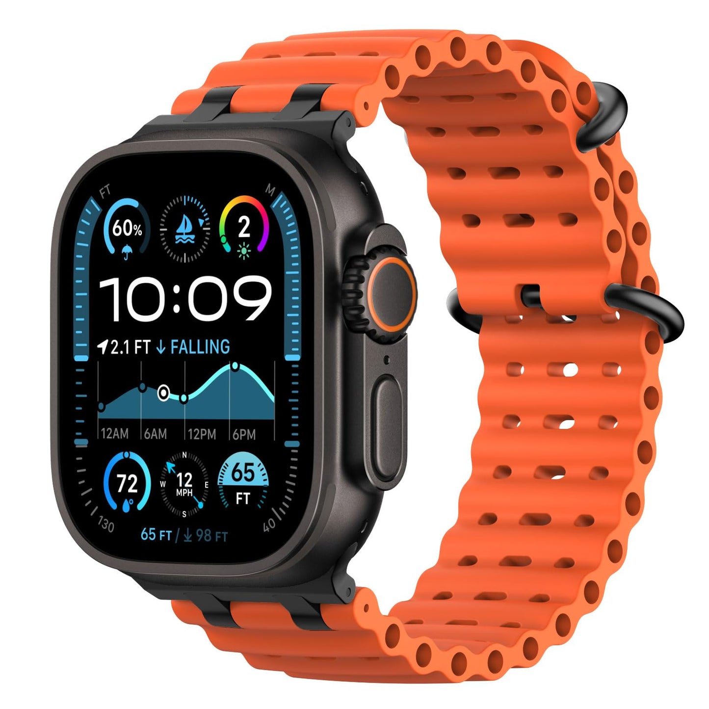 Astorgos Upgraded Ocean Band Compatible with Apple Watch Ultra 3/2/1 49mm,S11/S10 46mm,9/8/7 45mm,SE3/SE2/SE/6/5/4 44mm,3/2/1 42mm, Metal Connector