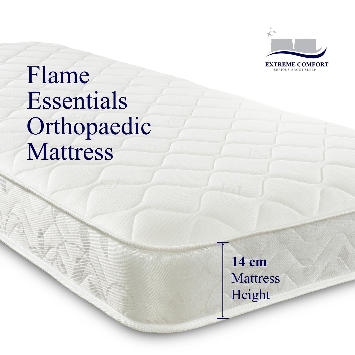 eXtreme comfort ltd Flame Essentials Orthopaedic European Small Single Mattress (80x200cm) | Firm Support Foam | Maximum Value All-Foam | 14cm Deep
