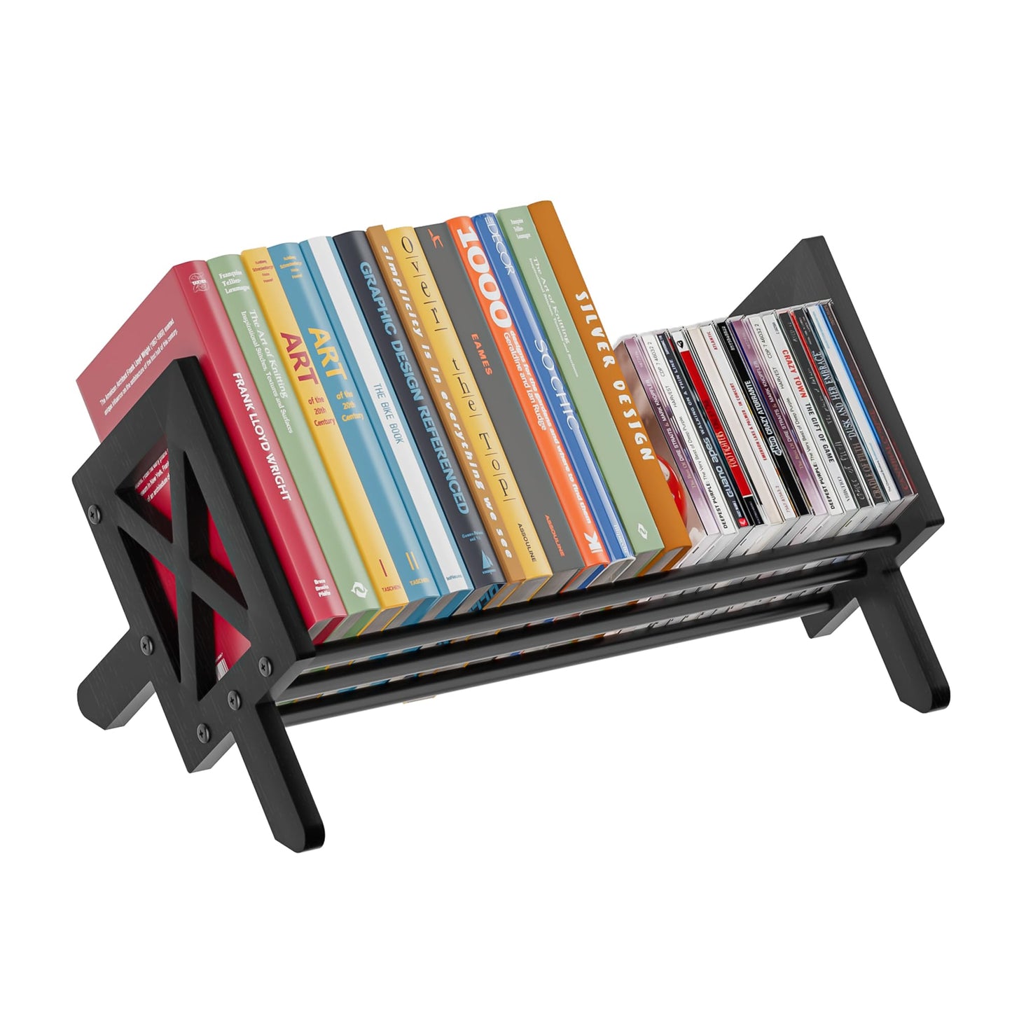 THYGIFTREE Wood Tilting Bookcase in Living Room/Home/Office, Desktop Book Shelf Organiser Bookshelves Storage Rack for CDs/Magazine/Books Display