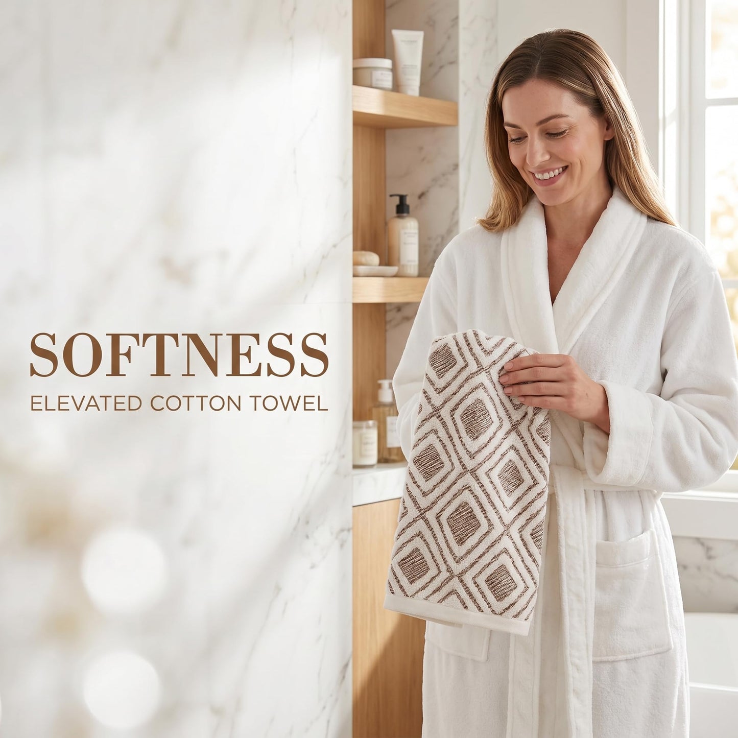 HMETOL Geometric Pattern Cotton Decorative Soft Absorbent Hand Towels