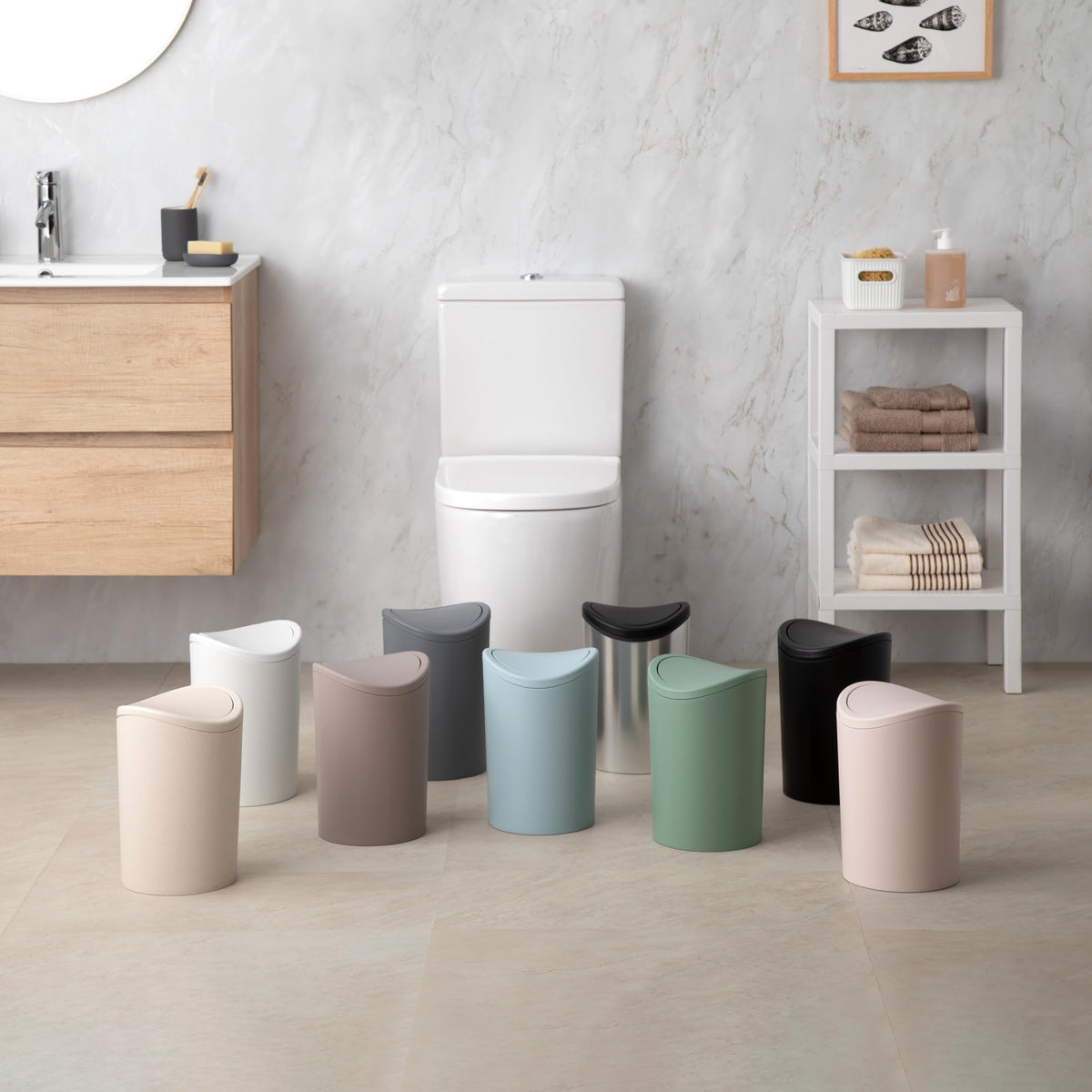 TATAY Bathroom Bin Ecohome Made in Spain Easy to Clean Swing Lid