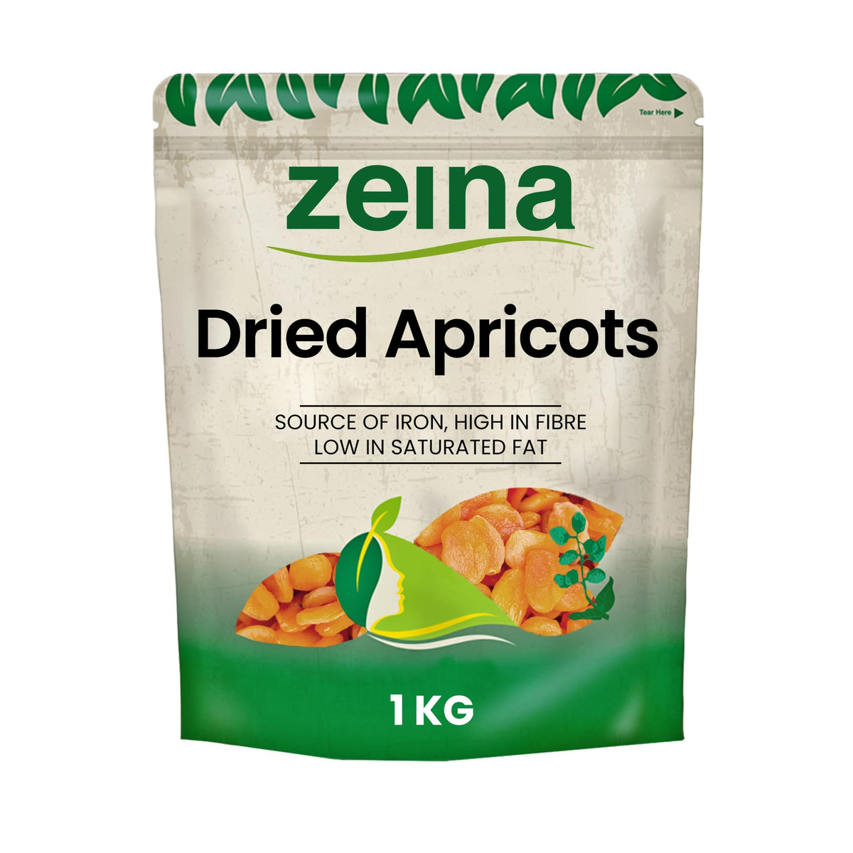 Zeina Dried Apricots with Natural Source of Iron & High in Fibre (1Kg) - Gluten Free & Peanut/Sesame Free, for Vegan Diet