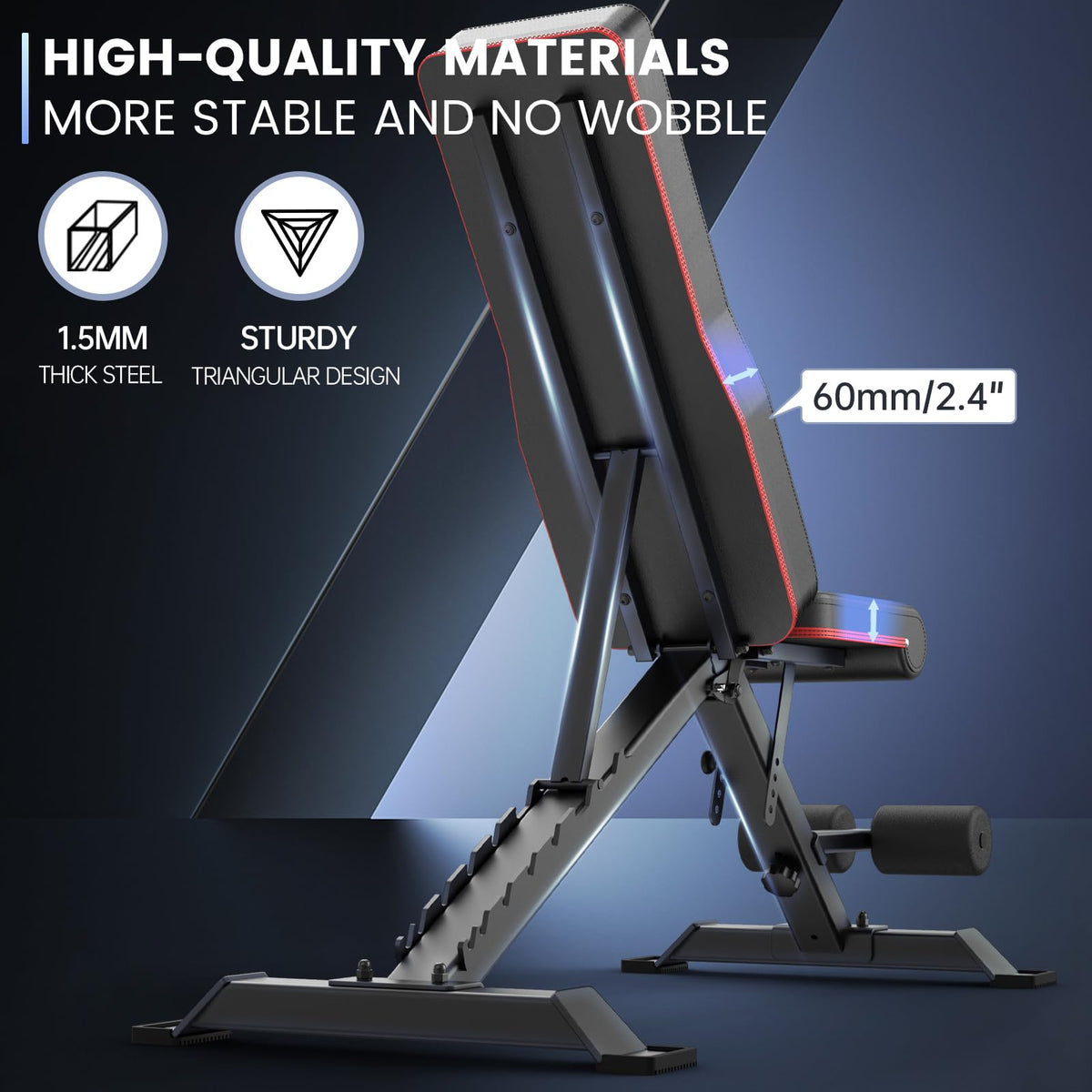 PASYOU Adjustable Weight Bench Press Foldable Workout Bench 700 Pounds Load Flat Incline/Decline Strength Training Benches, Sit Up Exercise Bench for