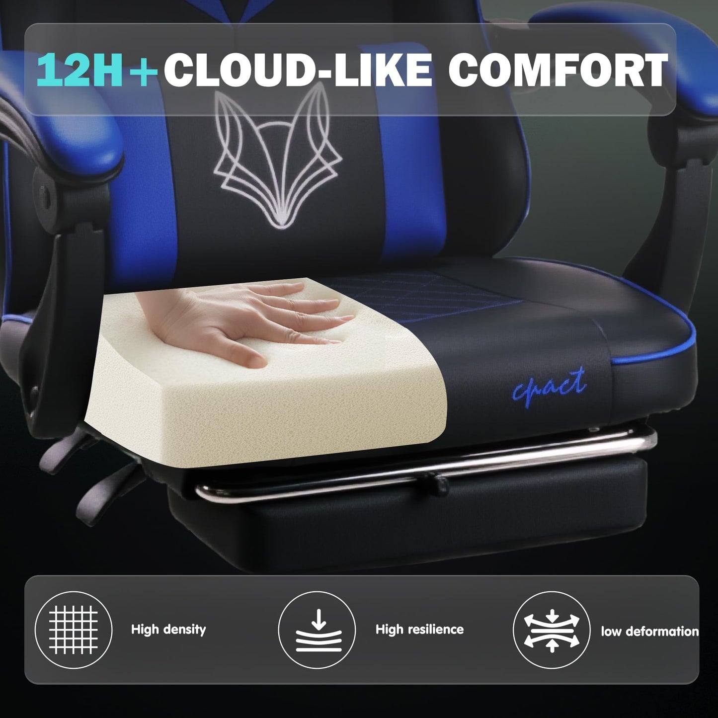 play haha Gaming Chair Ergonomic Gaming Chair with High-Density Foam & Breathable PU Leather 135-Degree Recline
