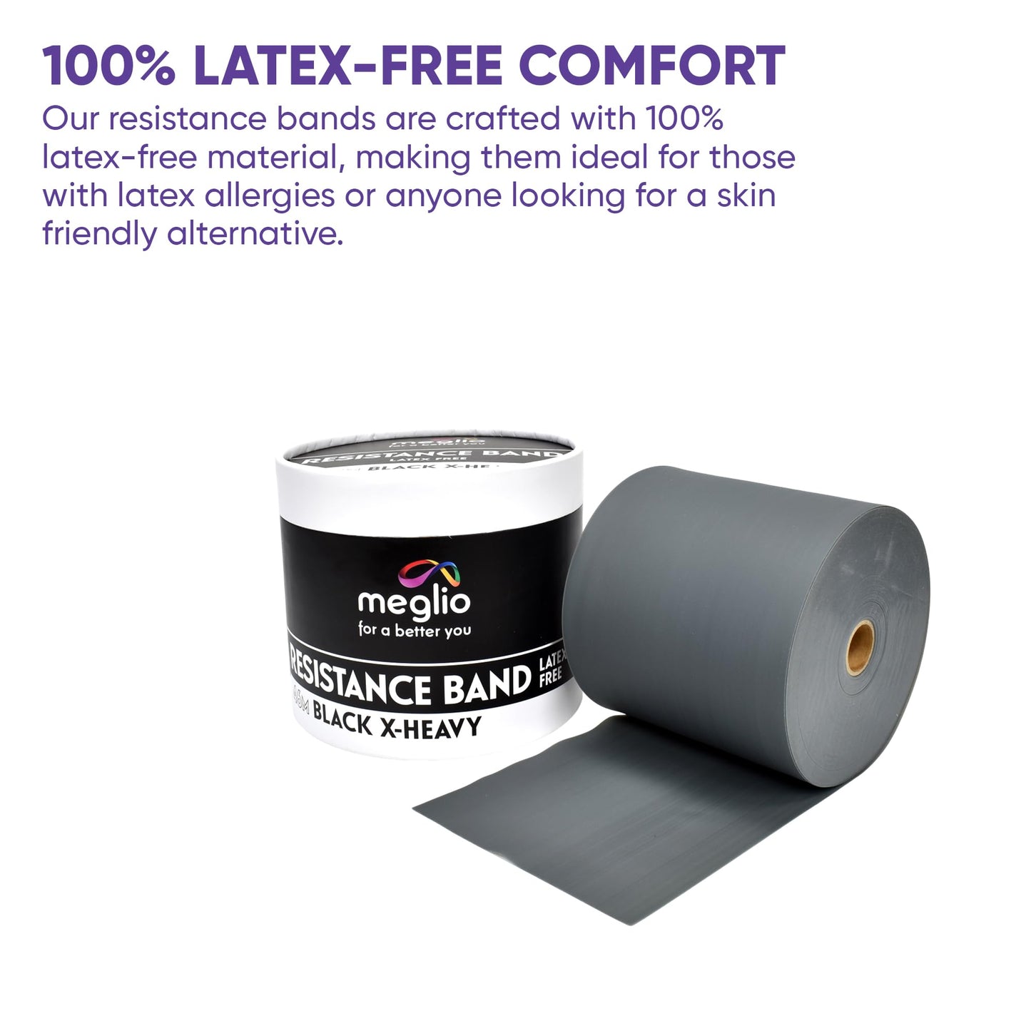 Meglio Resistance Bands Roll - Latex Free Exercise Bands for Building Strength, Pilates Band for Fitness, Flexibility, Physiotherapy, Stretching &