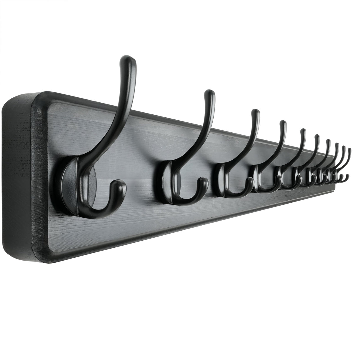 Dseap Coat Rack Wall: 97cm Long, Patented, Heavy-Duty, 10-Double-Hooks Wooden Wall Mounted Coat Rack Coat Hanger Hook Rail for Winter Coats Hat Jacket