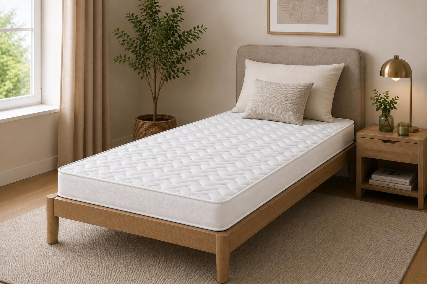 Starlight Beds White Chevron European Single Hybrid Mattress