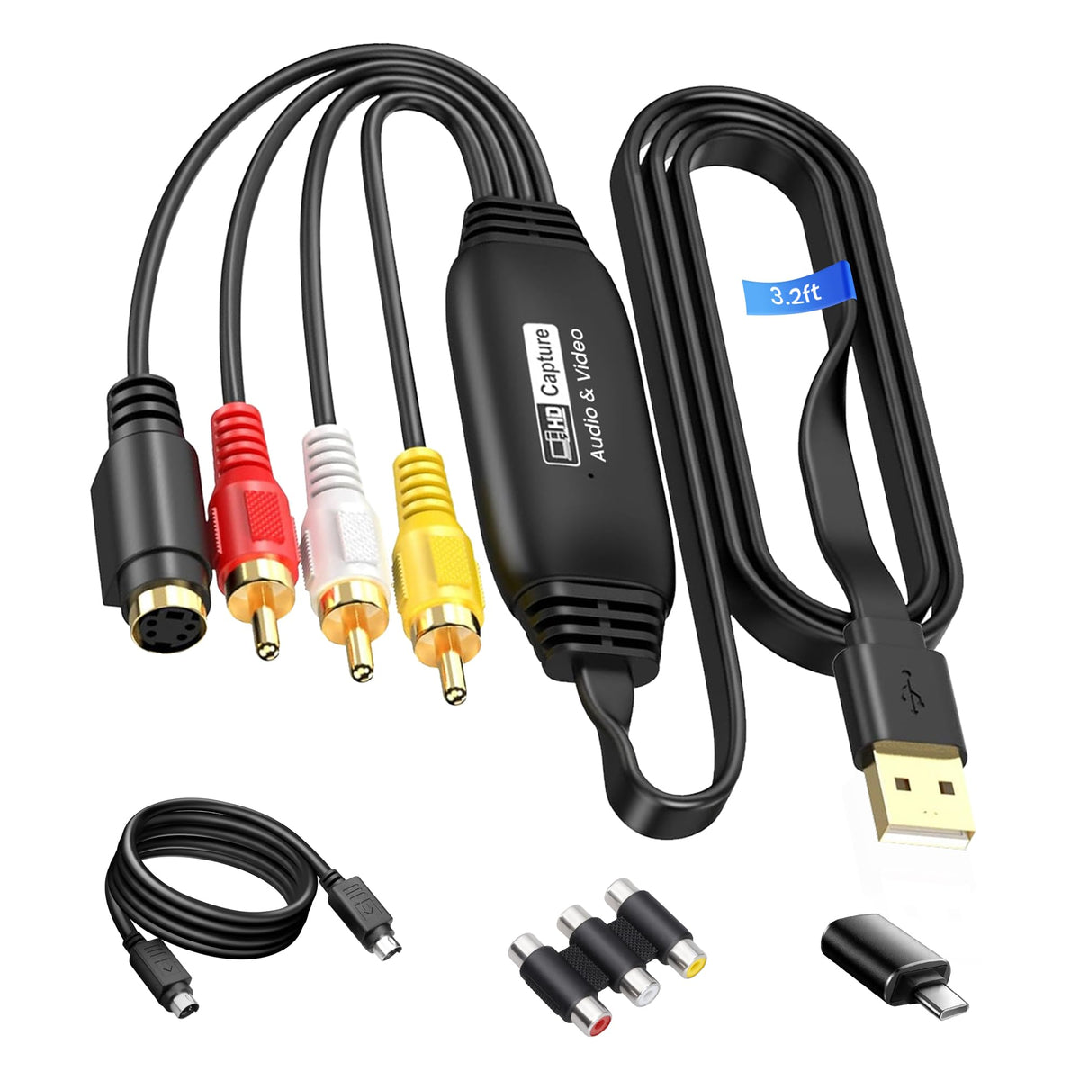 avedio links VHS to Digital Converter, USB 2.0 Video Capture Card Device for Analog to Digital 1080P, RCA AV Composite to USB Adapter to Convert VHS