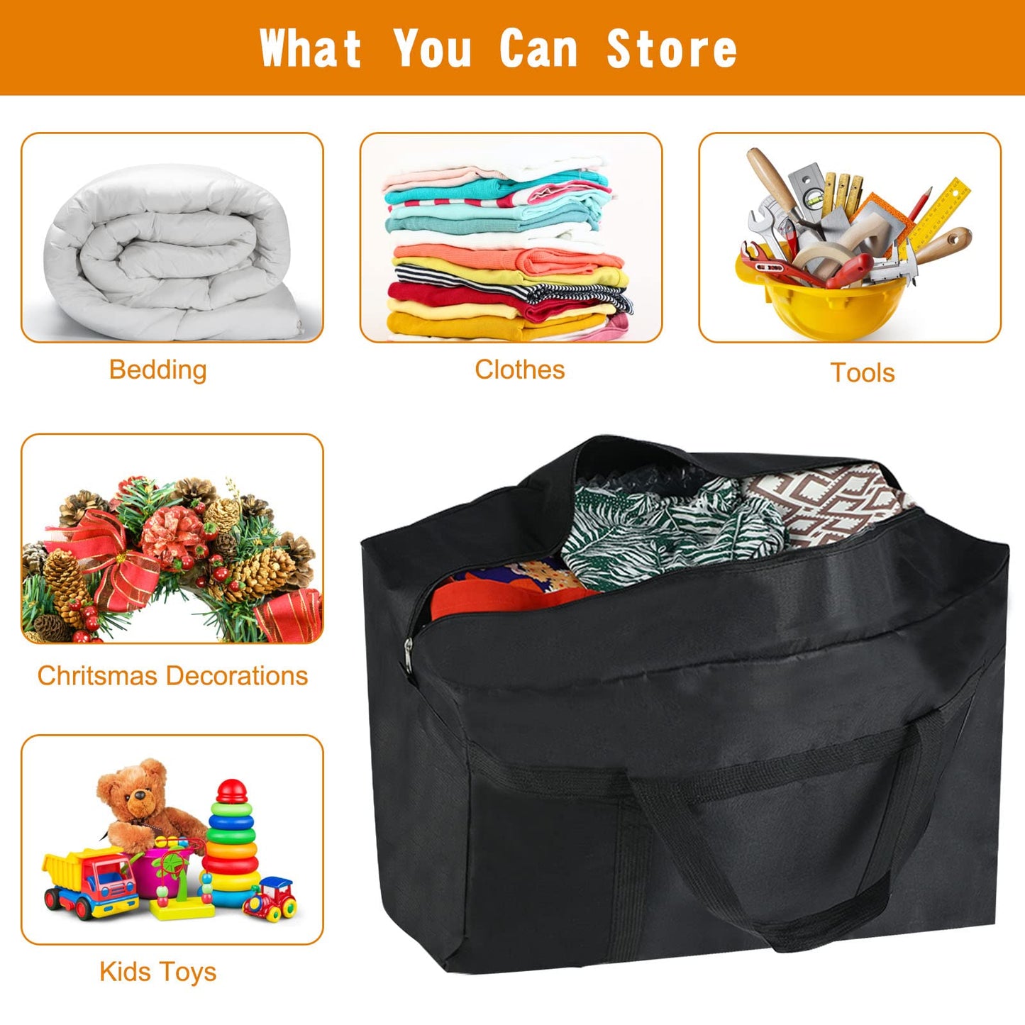 2Pack Duvet Storage Bags with Zips - Large Underbed Storage - Perfect for Wardrobe, Bedroom, Moving Boxes