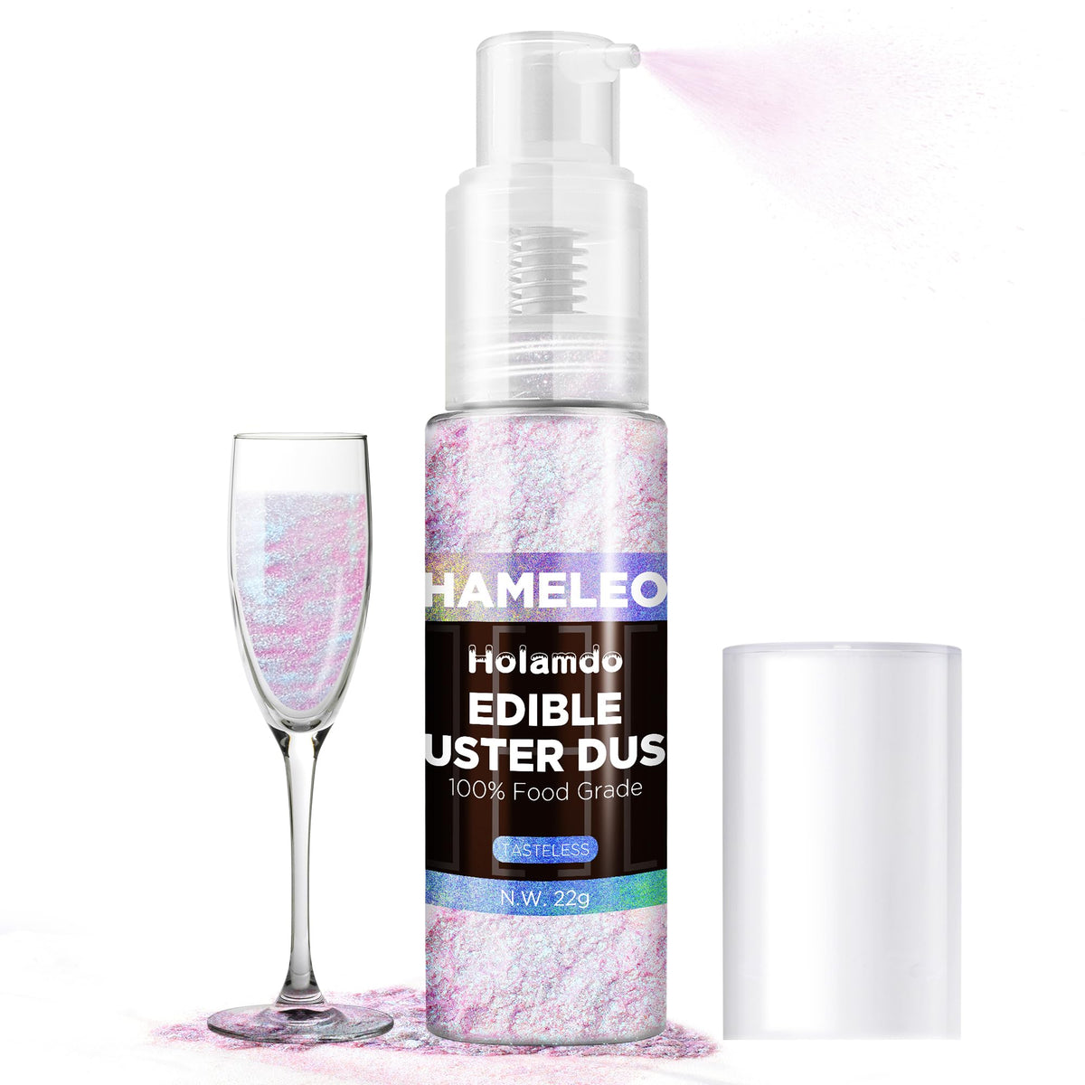 Edible Glitter Spray Iridescent, 22g Food Grade Shimmer Dust Powder, Metallic Food Coloring Sparkling Dust Powder, Easter Luster Dust Edible Set for