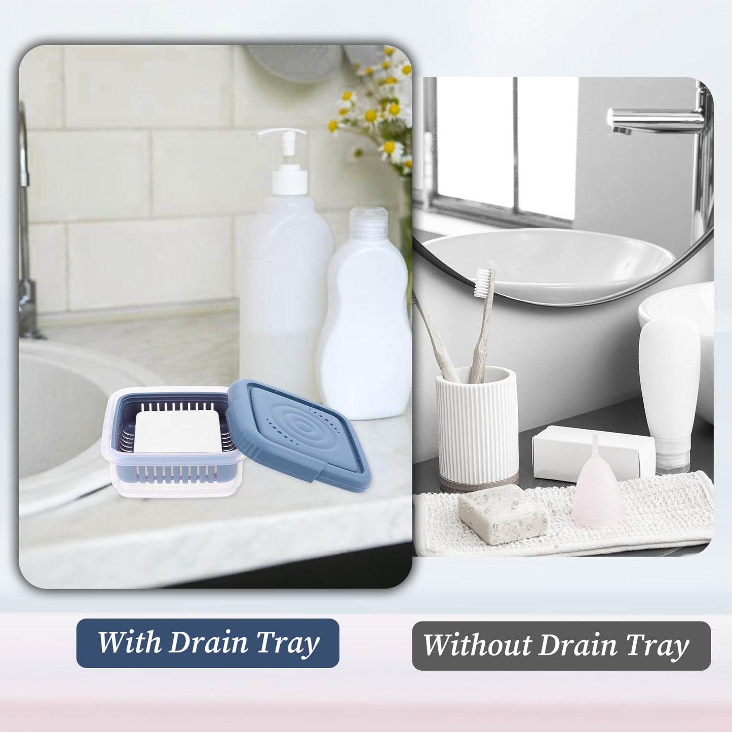 Soap Dish with Lid Leakproof Soaps Box Square Soap Travel Case with Drainage Layer Shower Shampoo Holder Travel Size Toiletries for Gym Bathroom